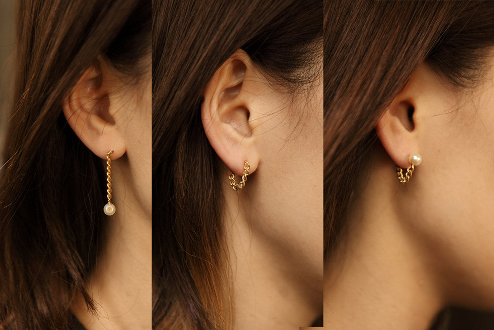 simmon PEARL & CHAIN Pierced Earring