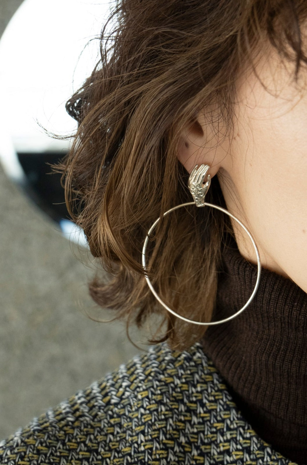 PALA FIGA Big circle hand pierce /Silver