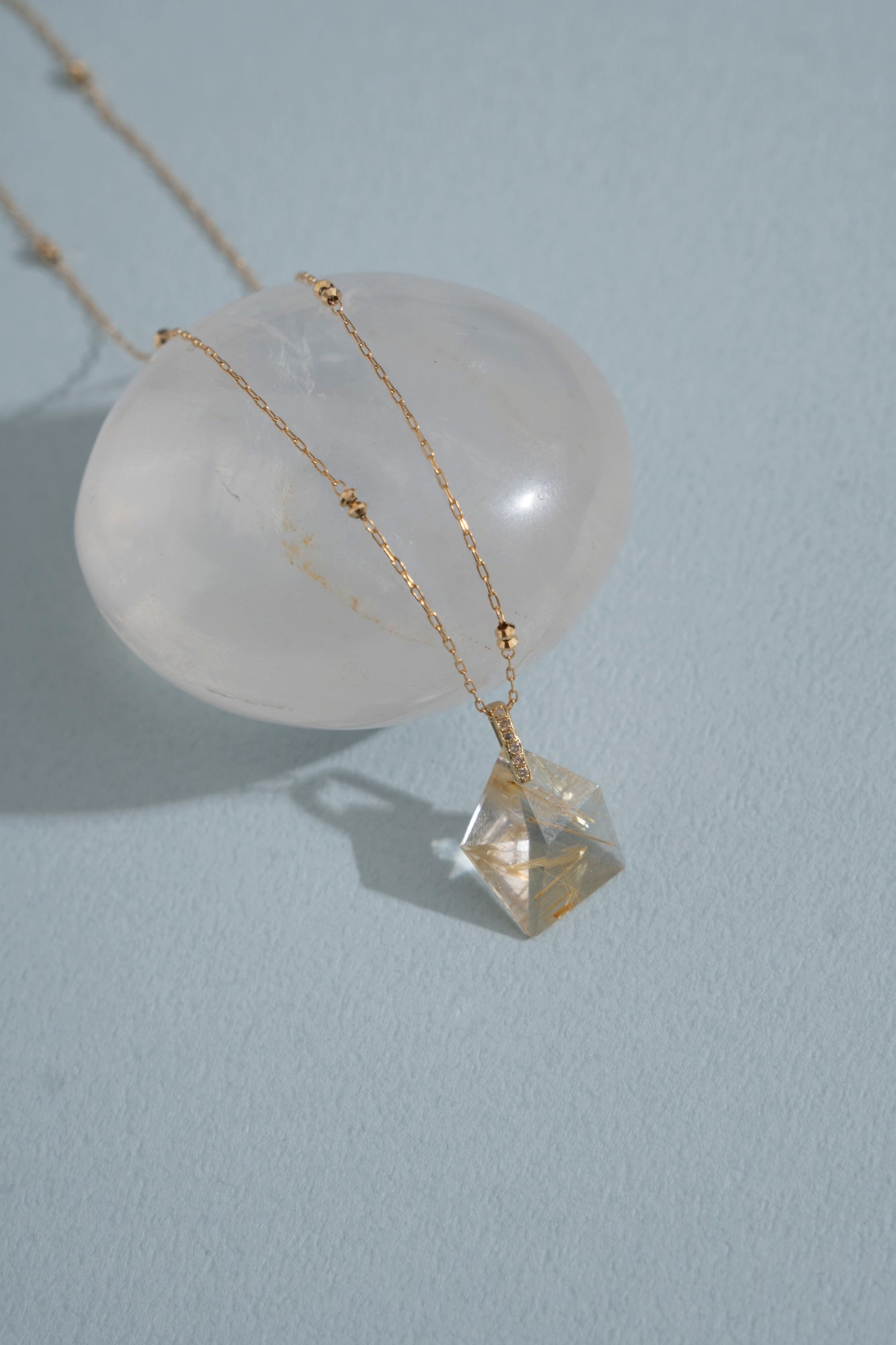MONAKA jewellery Hibiki Golden Rutile Quartz Necklace Charm Top /K18