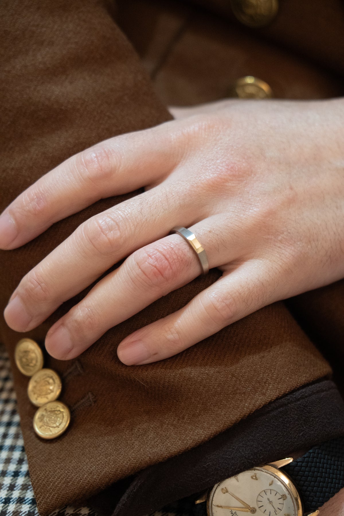 simmon BAGUETTE SIGNET RING 3.2 /K18&PT900