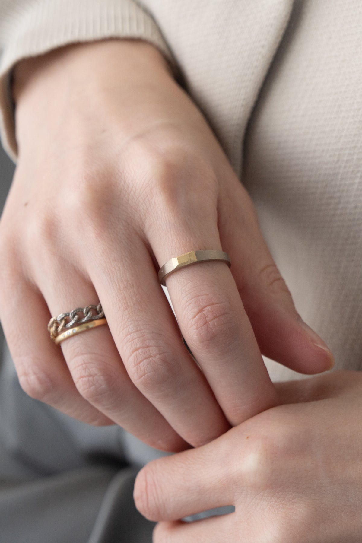 simmon BAGUETTE SIGNET RING 3.2 /K18&PT900