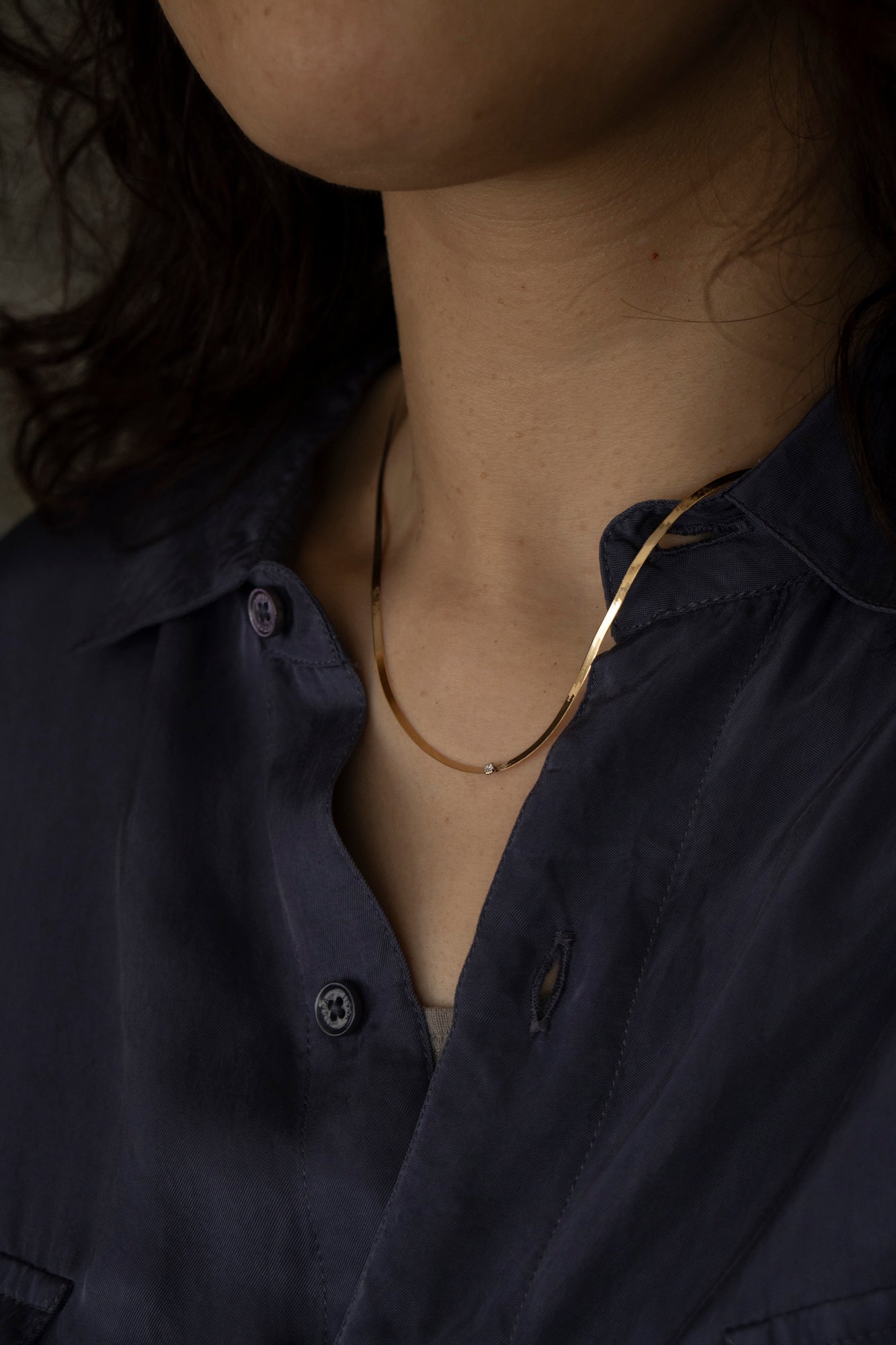 PALA Flat Snake Chain & Diamond Necklace /K18