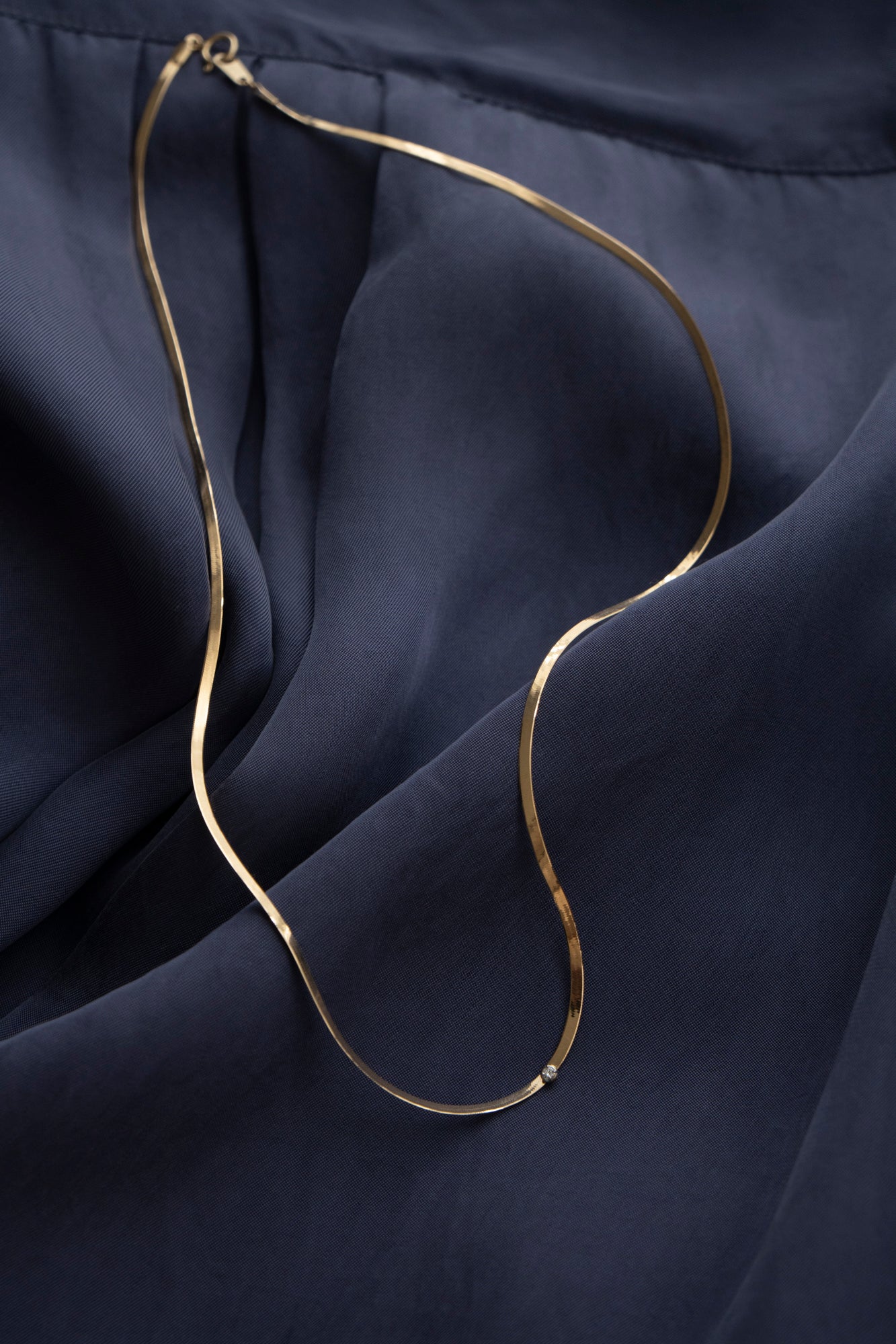 PALA Flat Snake Chain & Diamond Necklace /K18