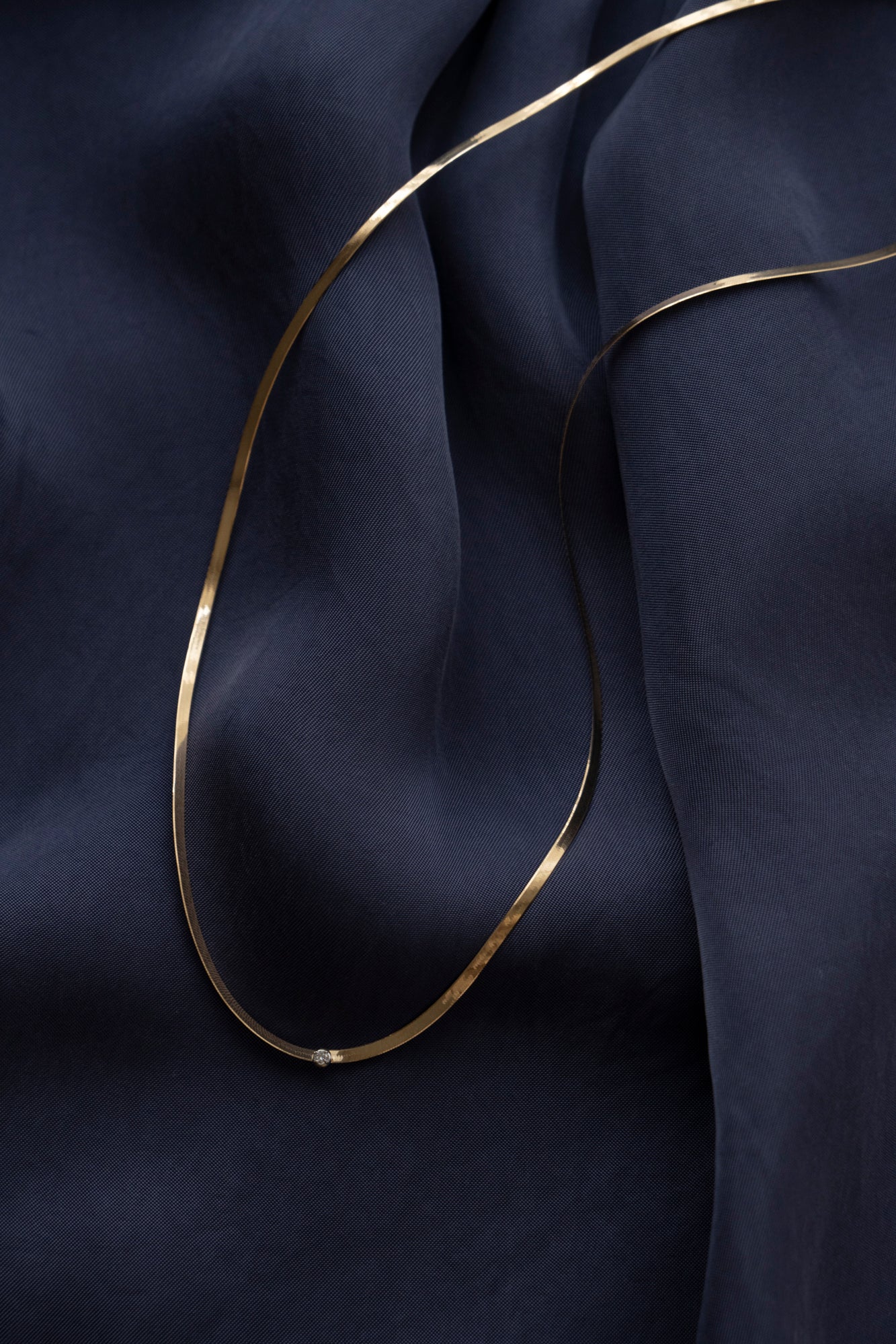 PALA Flat Snake Chain & Diamond Necklace /K18