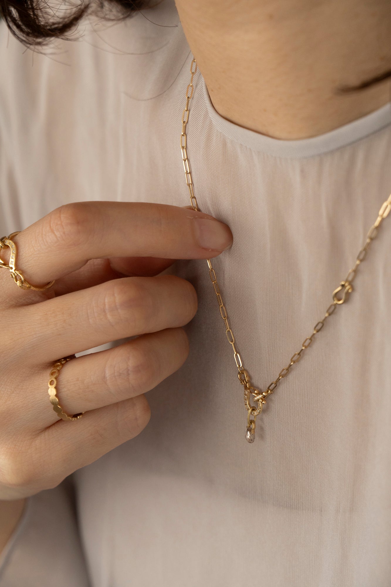 MONAKAjewellery Link Diamond Chain Necklace Narrow /K18