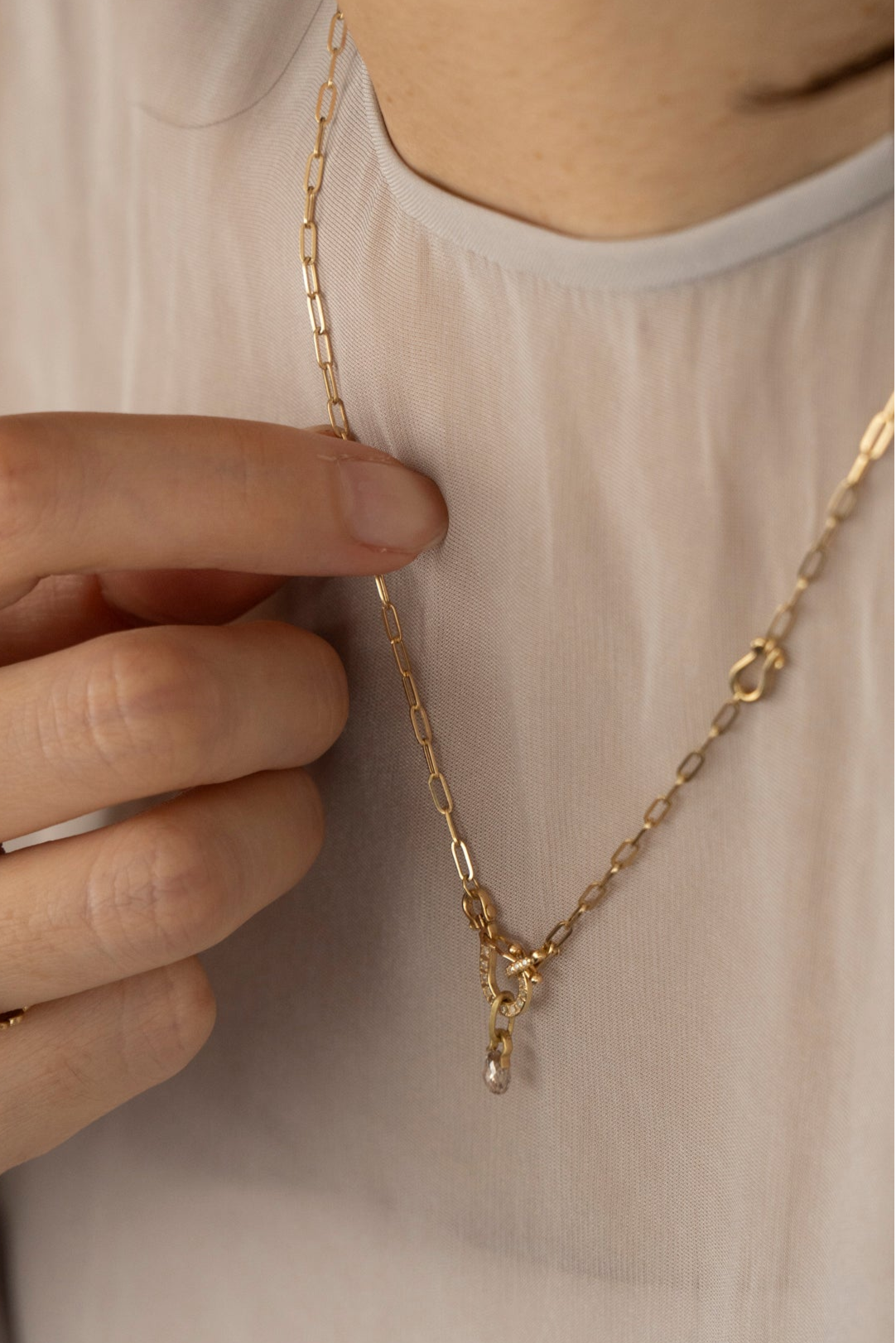 MONAKA jewellery Link Diamond Chain Necklace Narrow /K18