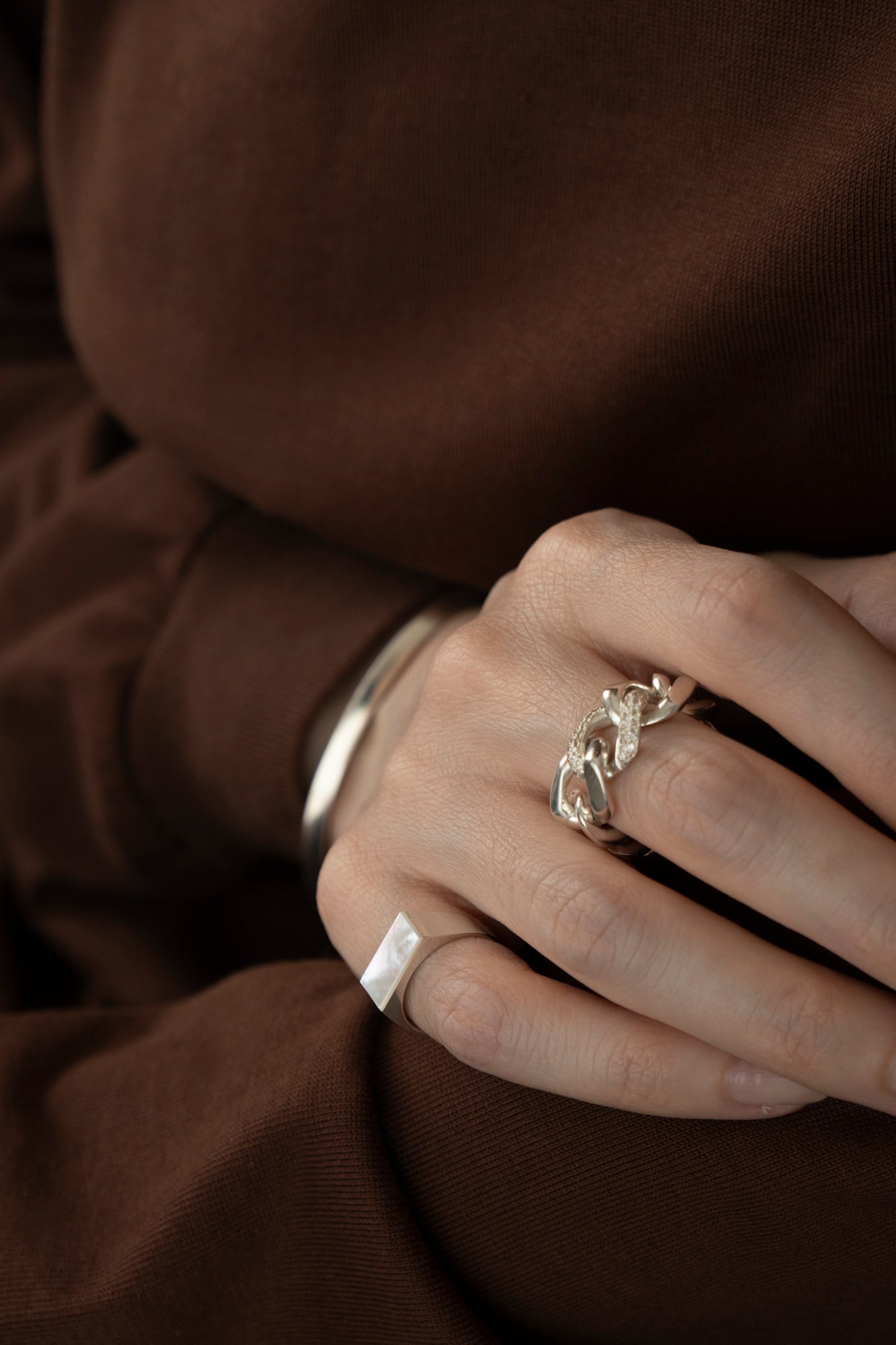 PALA Curb Chain Ring With Pave Diamond /SV