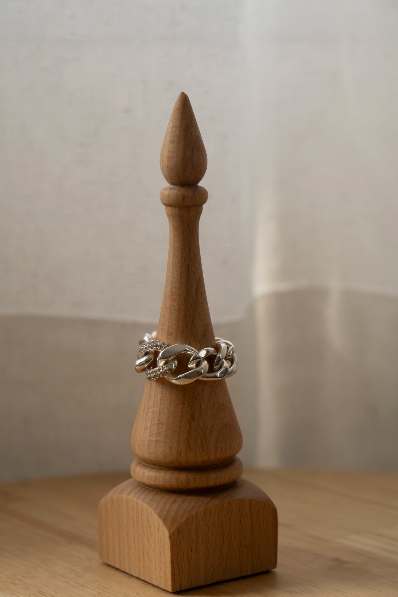 PALA Curb Chain Ring With Pave Diamond /SV