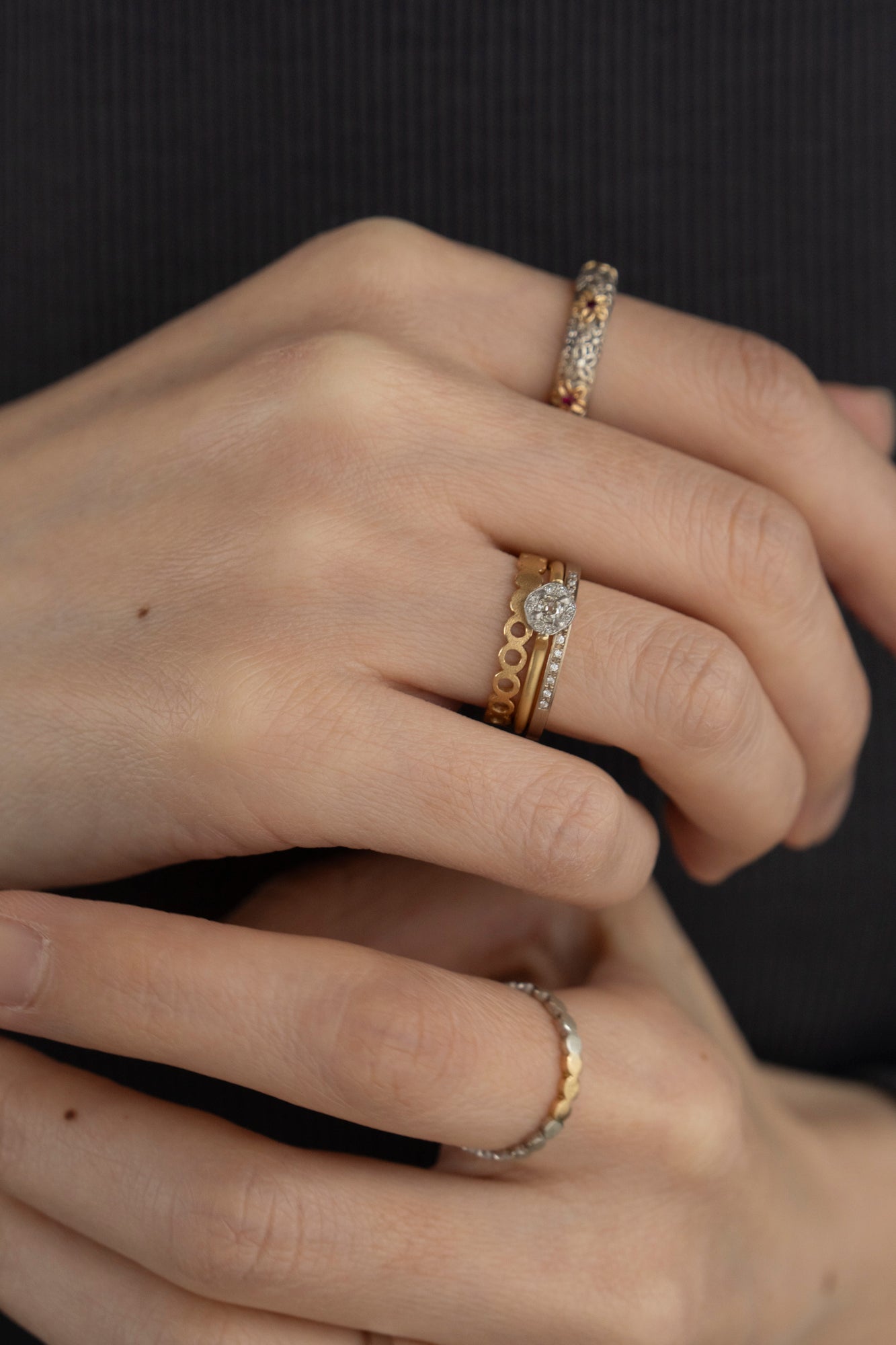 simmon HALVING FLAT 1/3 ETERNITY DIAMOND RING /K18