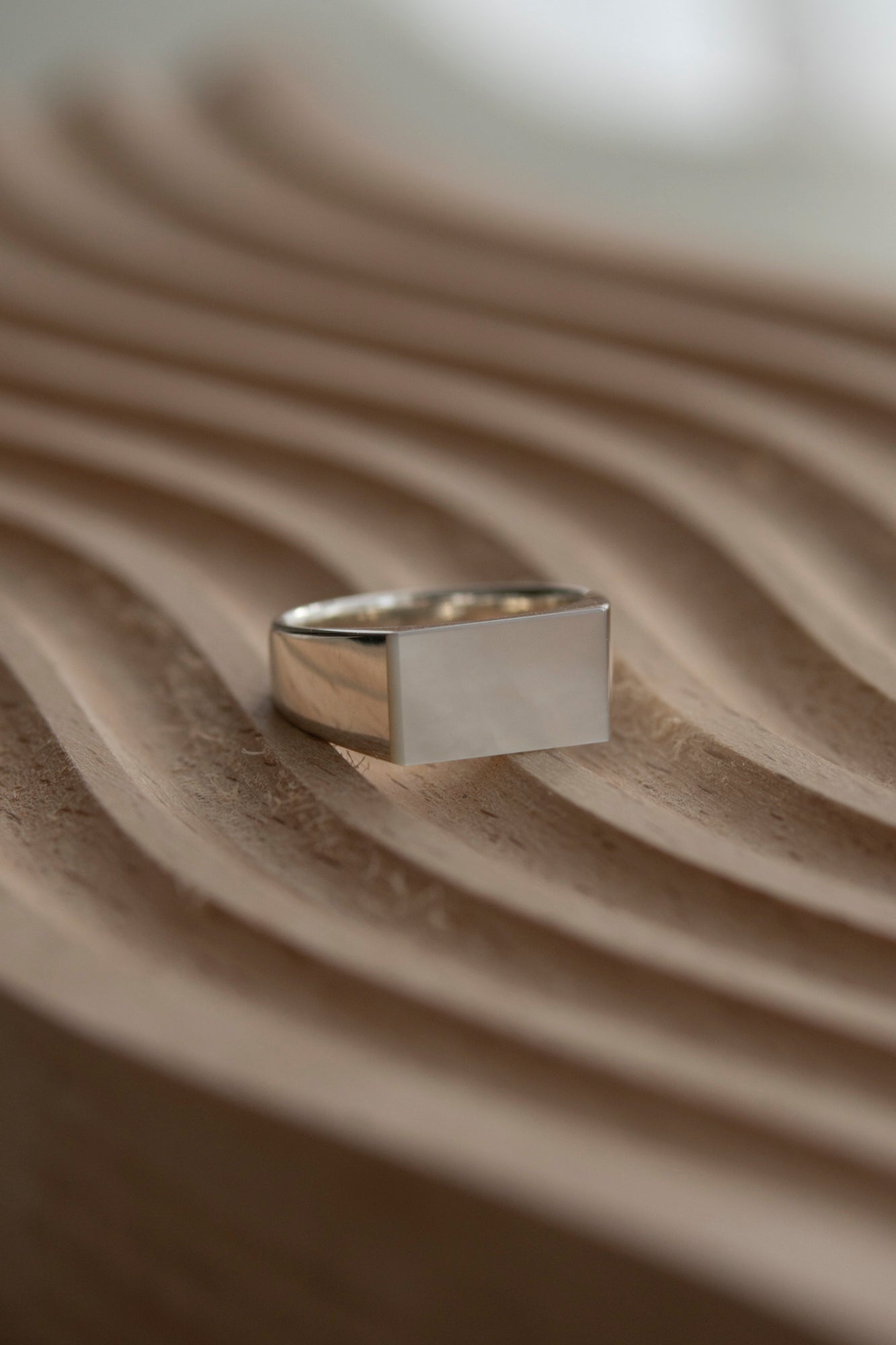 simmon SV & Rectangle Shell Signet Ring /Silver