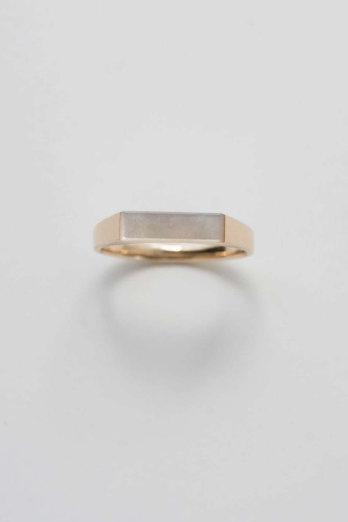 simmon 10K & NARROW SHELL SIGNET RING CUT シモン 白蝶貝シグネット 
