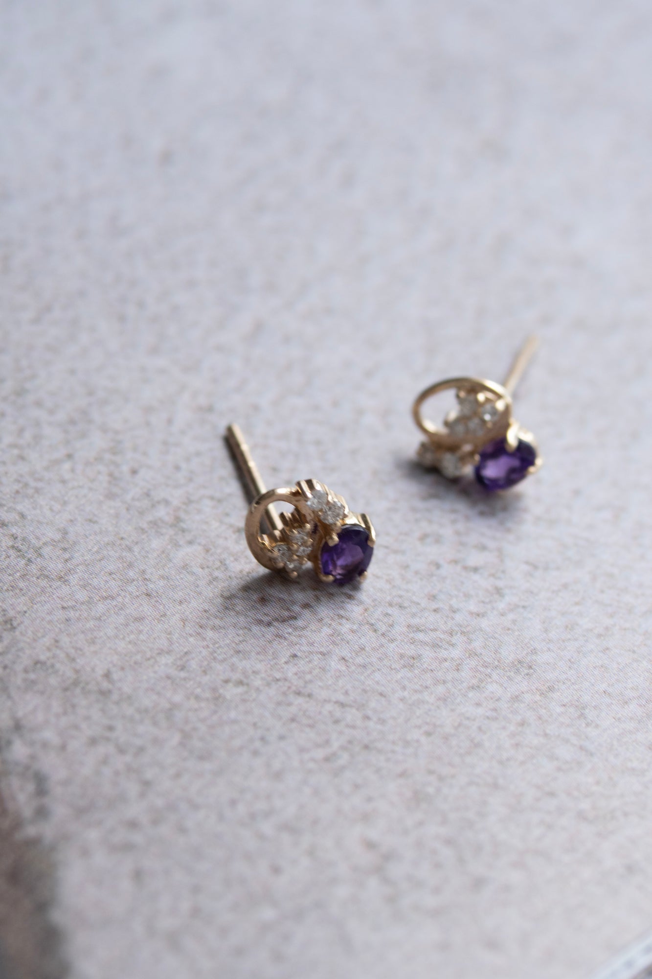 MILA OMI MATA KYBELE STUDS Purple Amethyst Pierced Earring /K10
