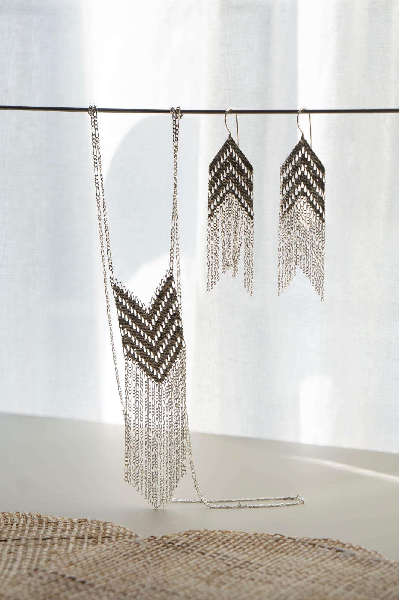 Hannah Keefe SHIELD Long Necklace Big /Silver