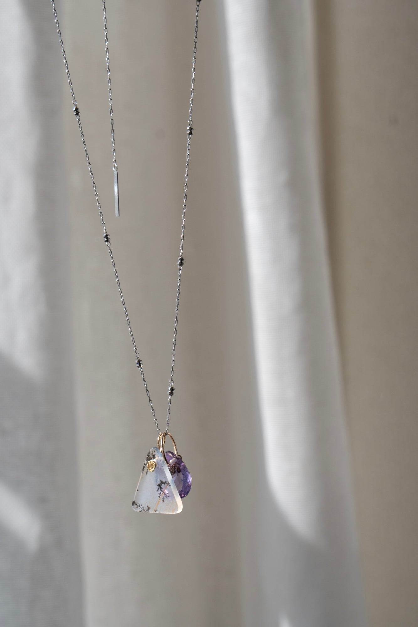 MONAKAjewellery flat Dendritic Quartz Necklace Charm Top /K18