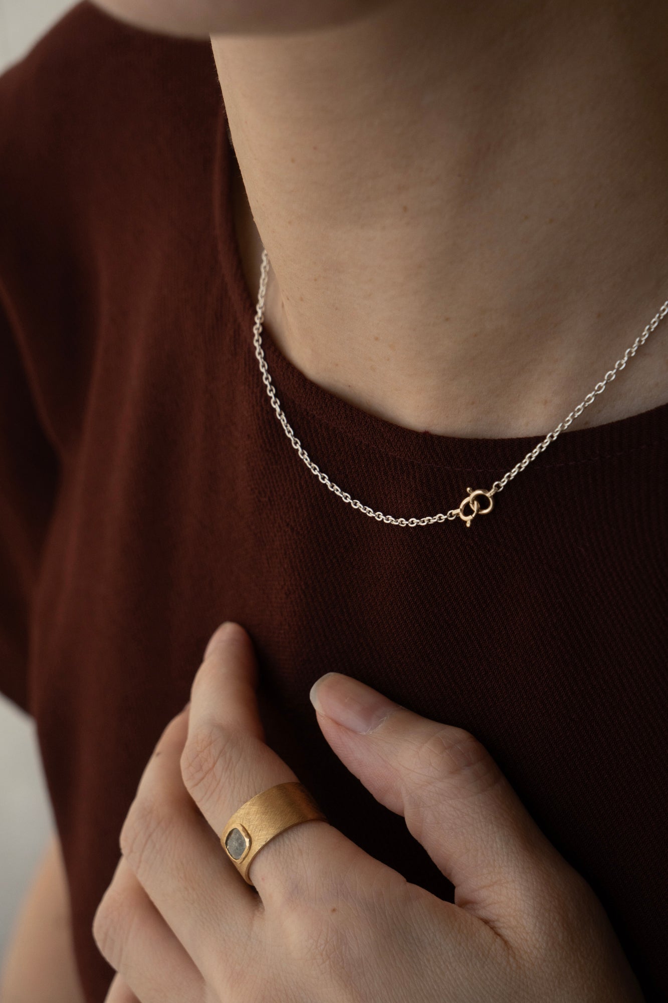 simmon Basic Oval Chain Necklace 40-70 /Silver