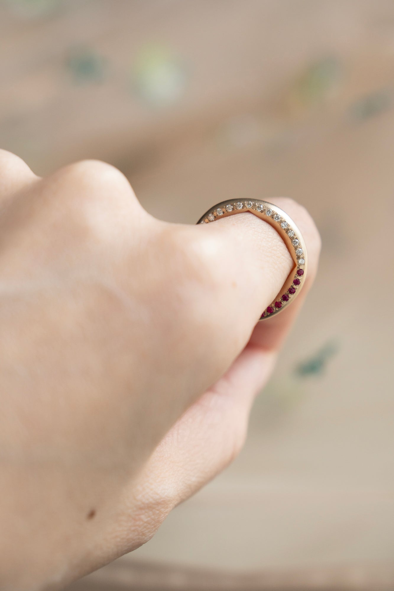 PALA Round Ring Ruby & Diamond Side Eternity /K10