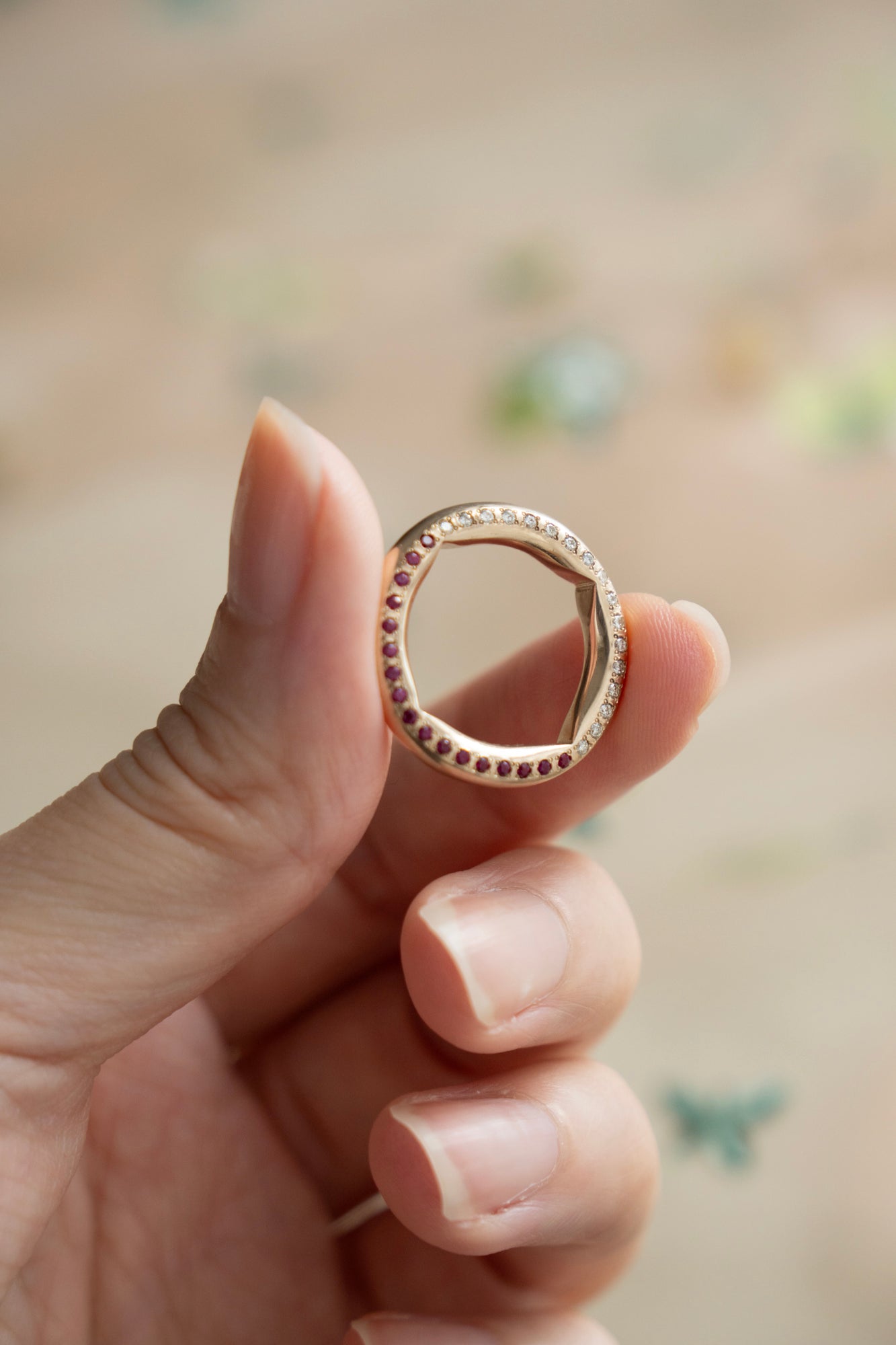 PALA Round Ring Ruby & Diamond Side Eternity /K10