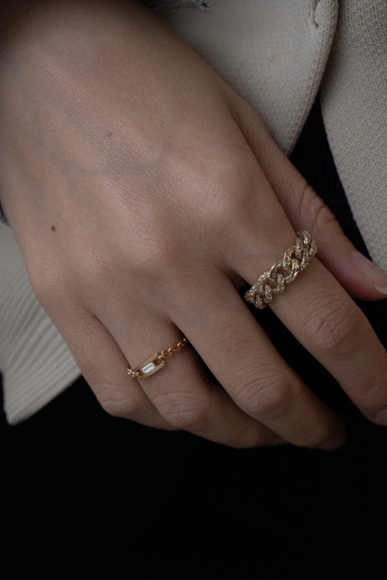 simmon Knit Chain Ring Wide /K10