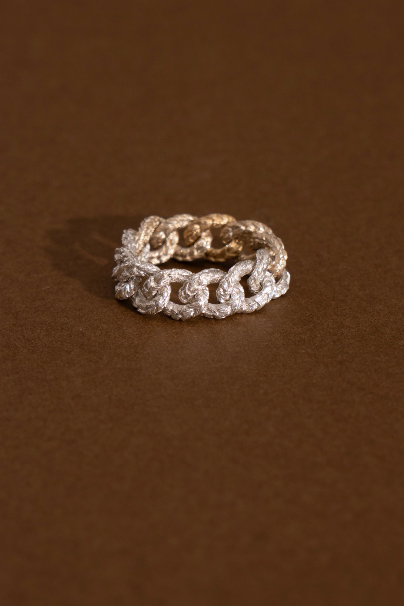 simmon Knit Chain Ring Wide Aurora /SV&K10&K18