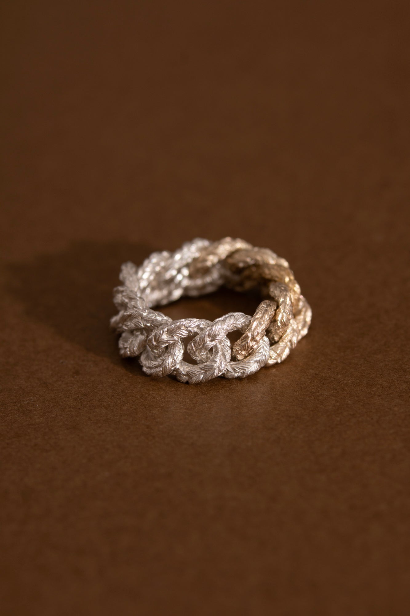 simmon Knit Chain Ring Wide Aurora /SV&K10&K18