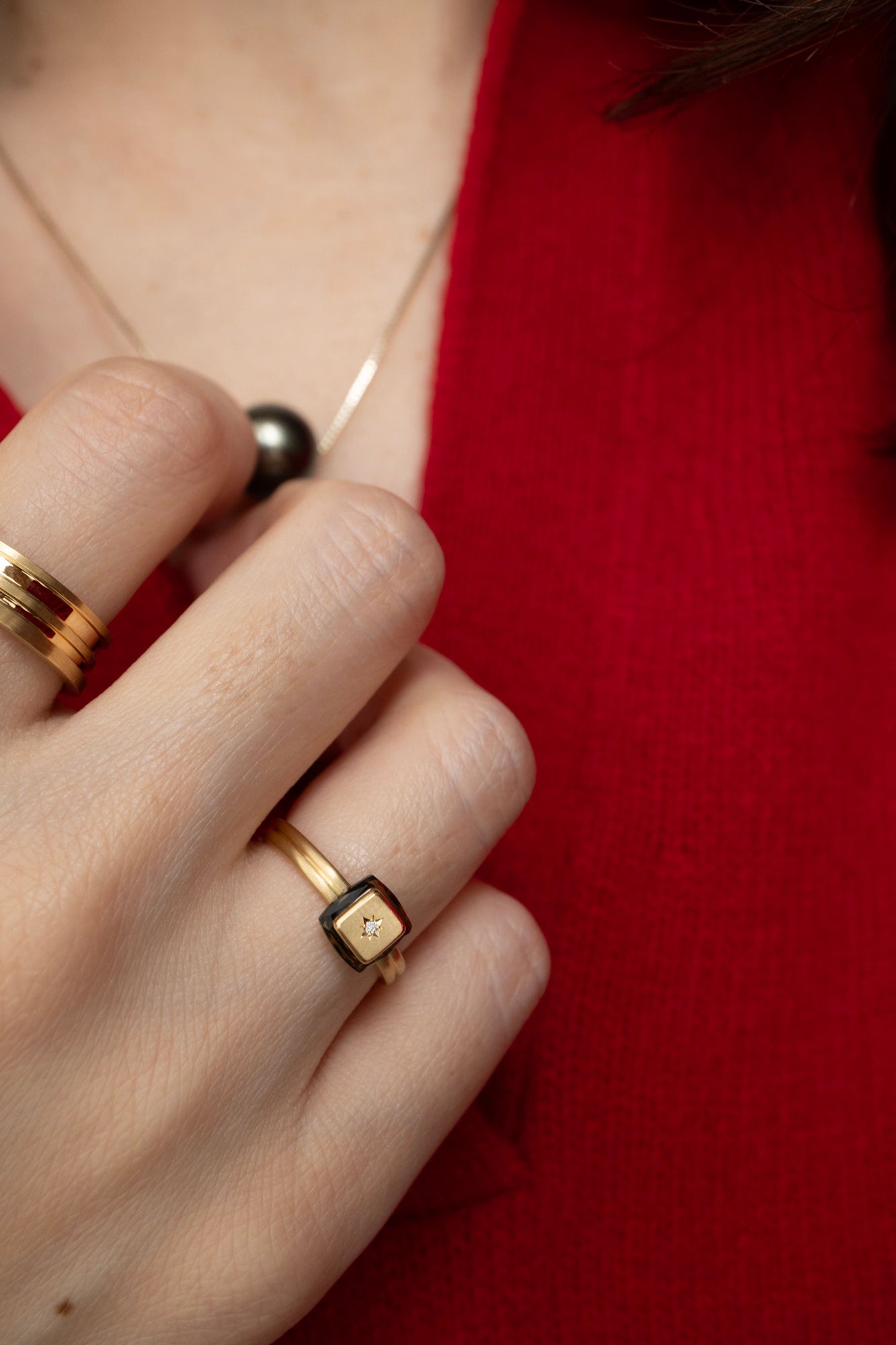 ALLIS Smoky Quartz Sand Diamond Ring /K18