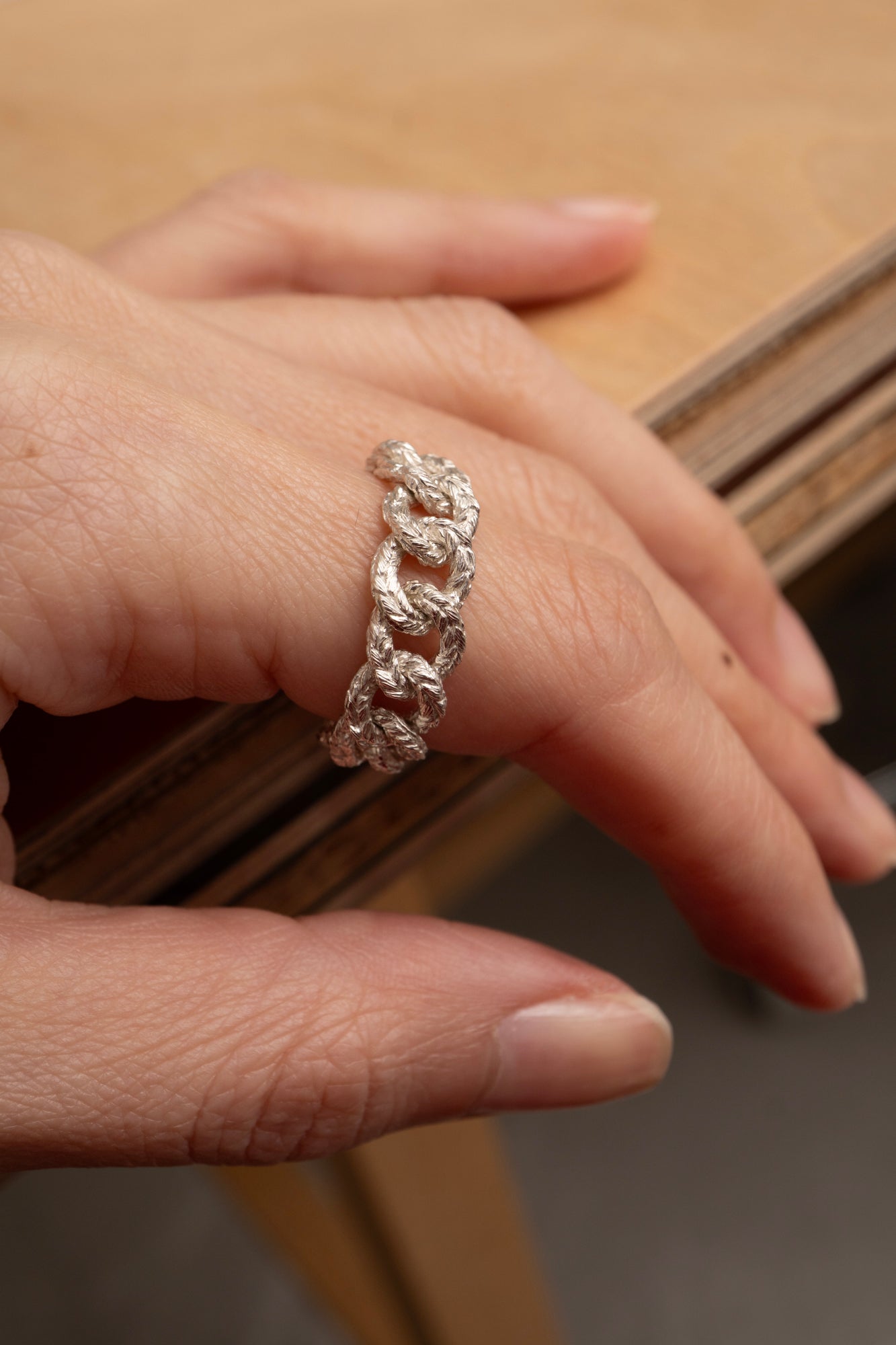 simmon Knit Chain Ring Wide /Silver