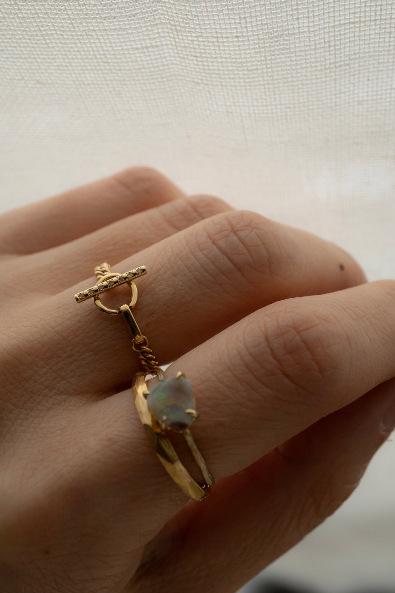 MONAKAjewellery Mantel Chain Bar Diamond Ring /K18