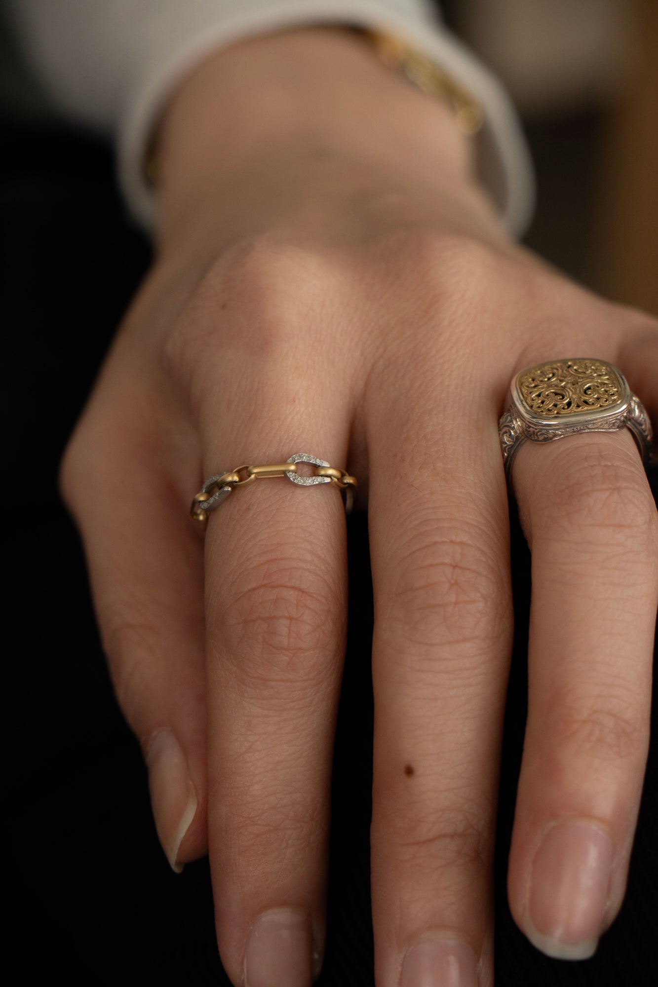 MONAKAjewellery Bond Chain Diamond Ring /K18YG&K18WG