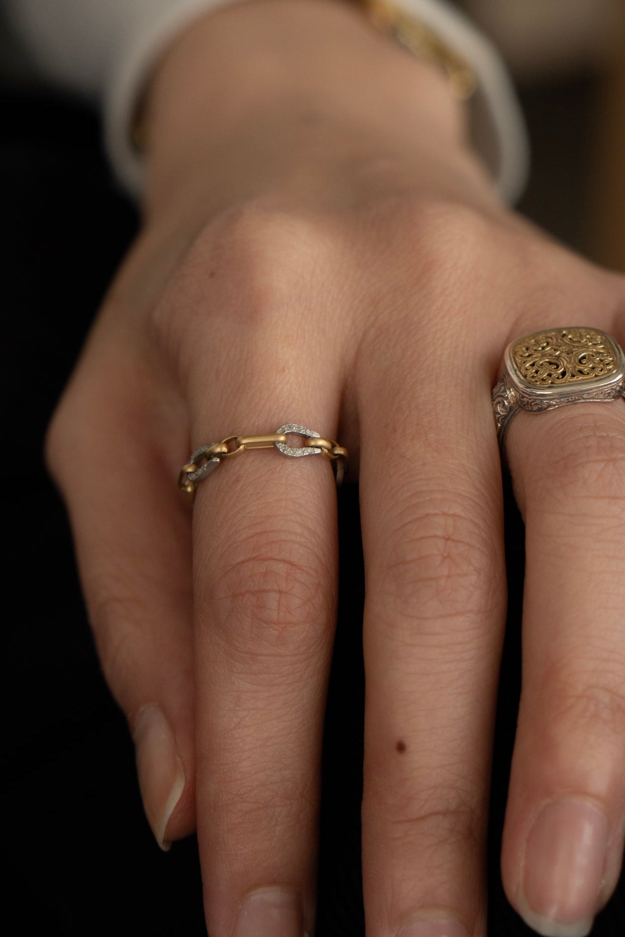 MONAKAjewellery Bond Chain Diamond Ring /K18YG&K18WG