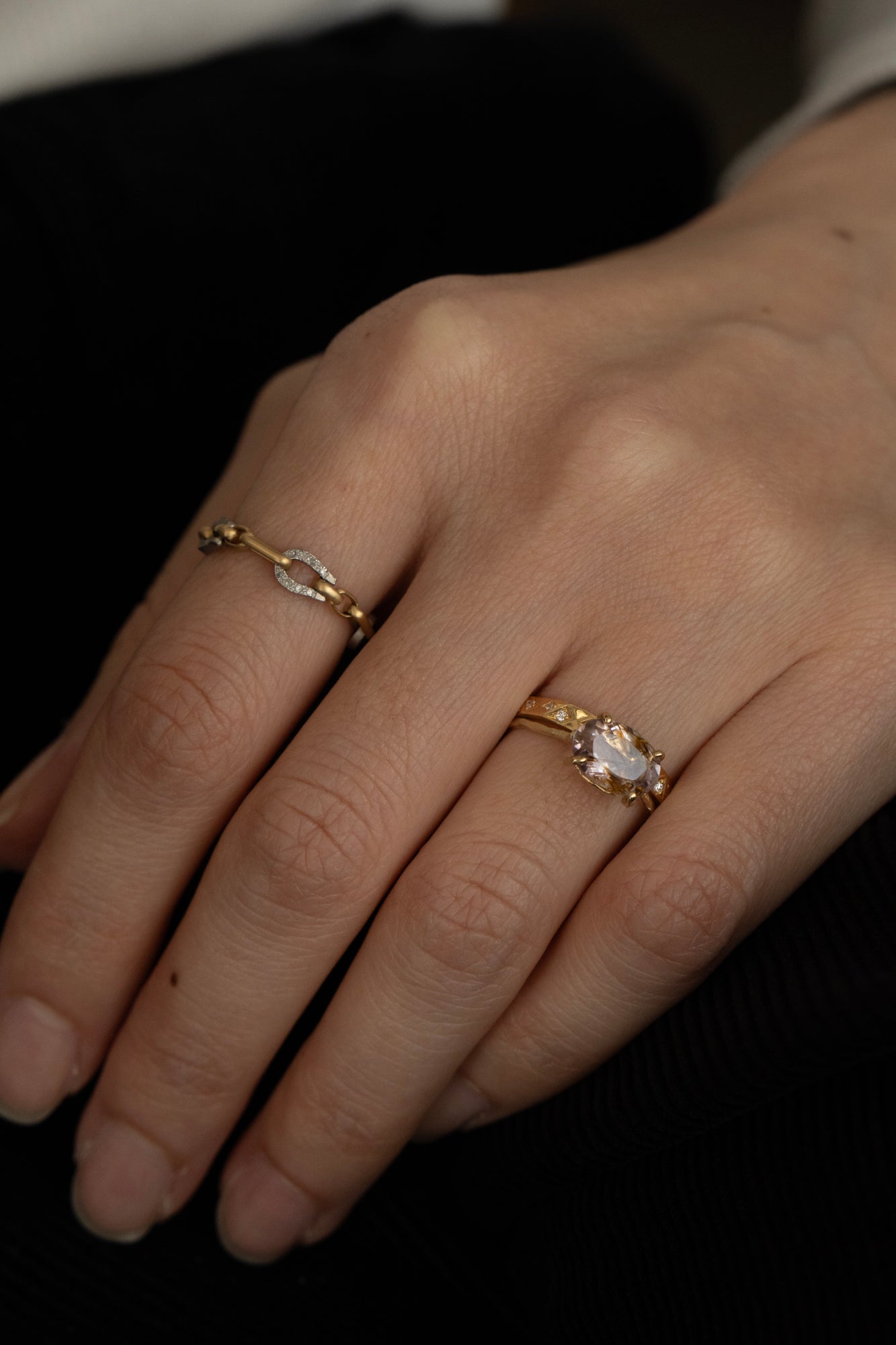 MONAKAjewellery Bond Chain Diamond Ring /K18YG&PT900