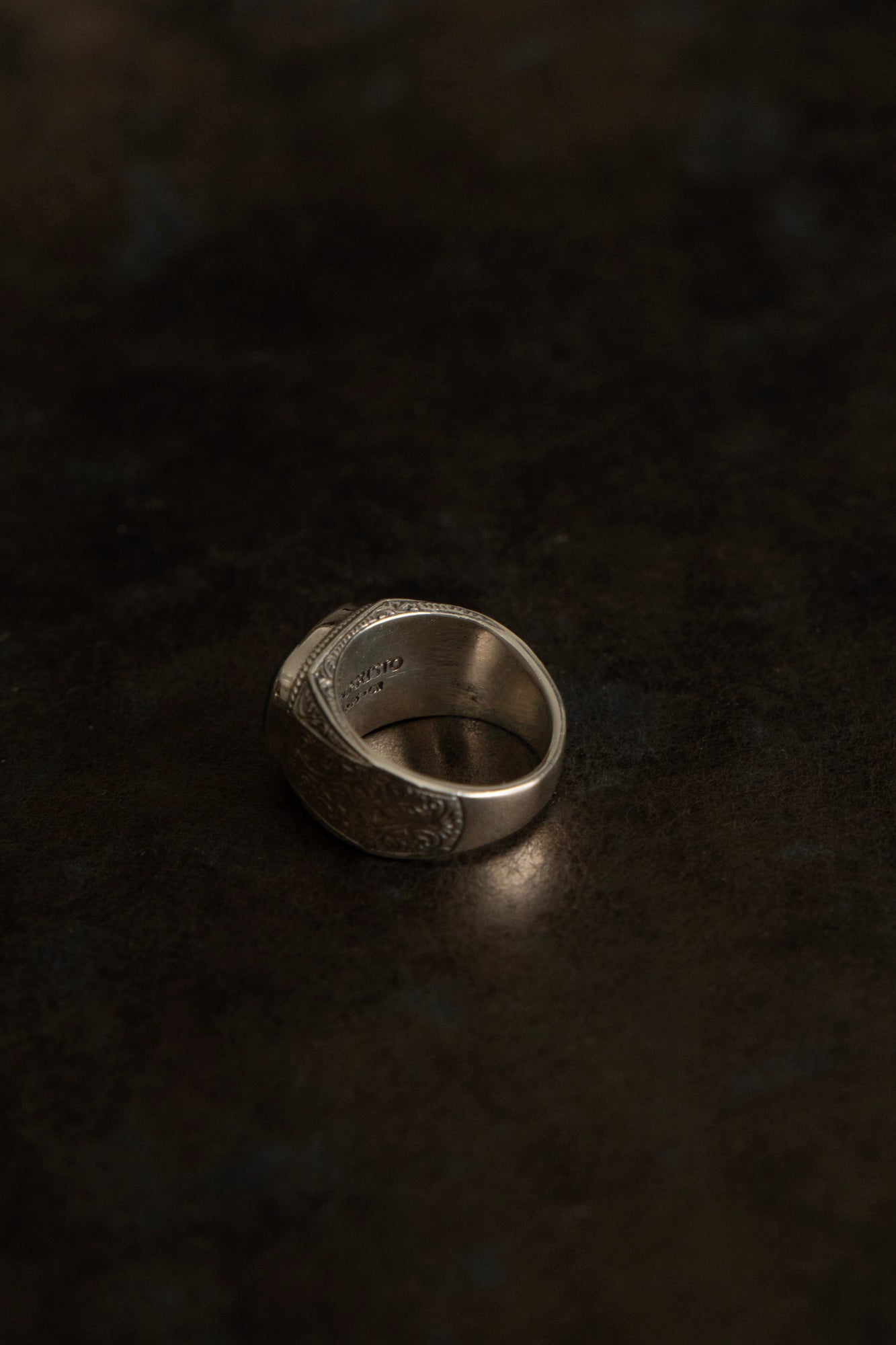 Gerochristo Classic Signet Ring Green Agate /Silver