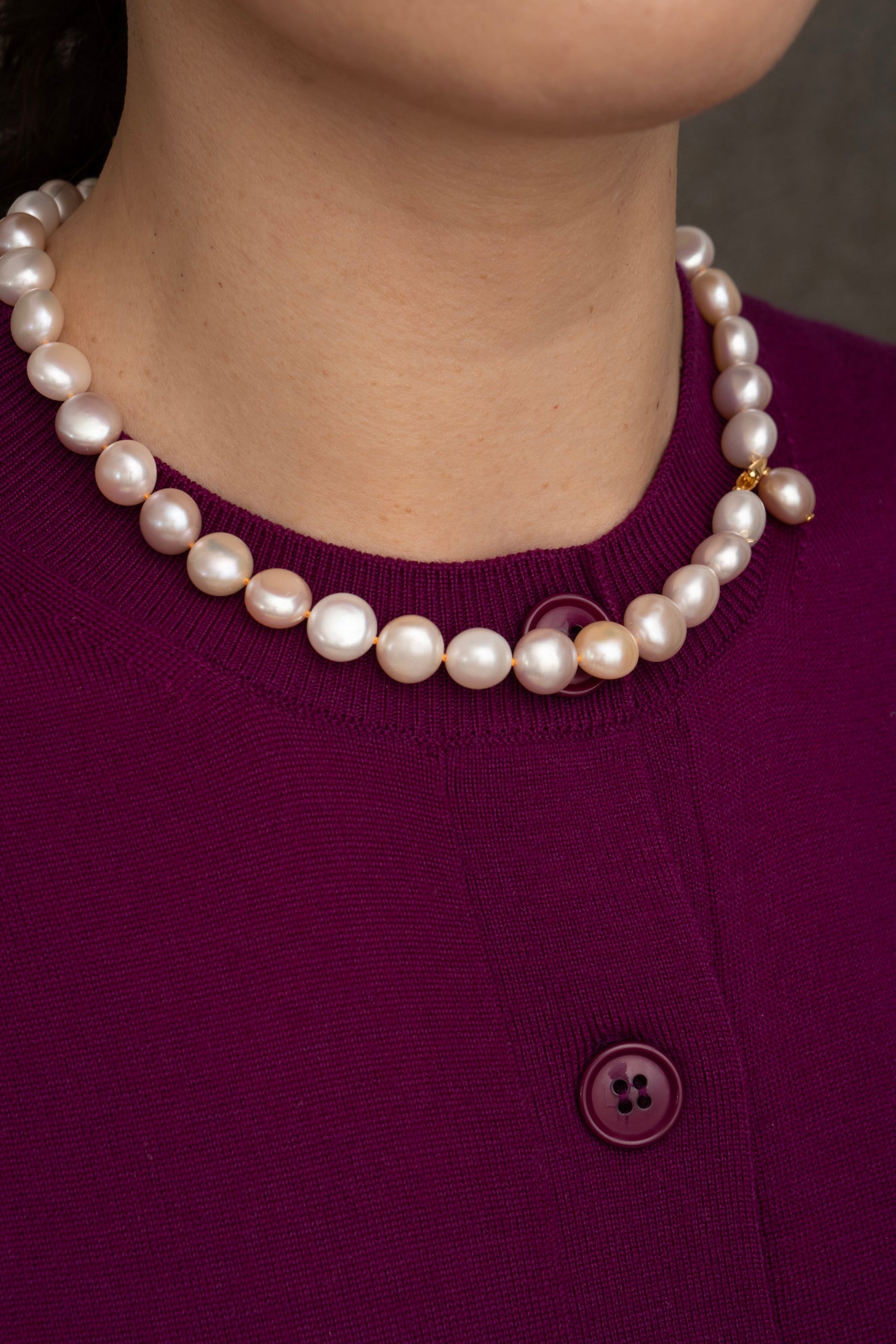 bohem All Knot Pearl Necklace Short Yellow