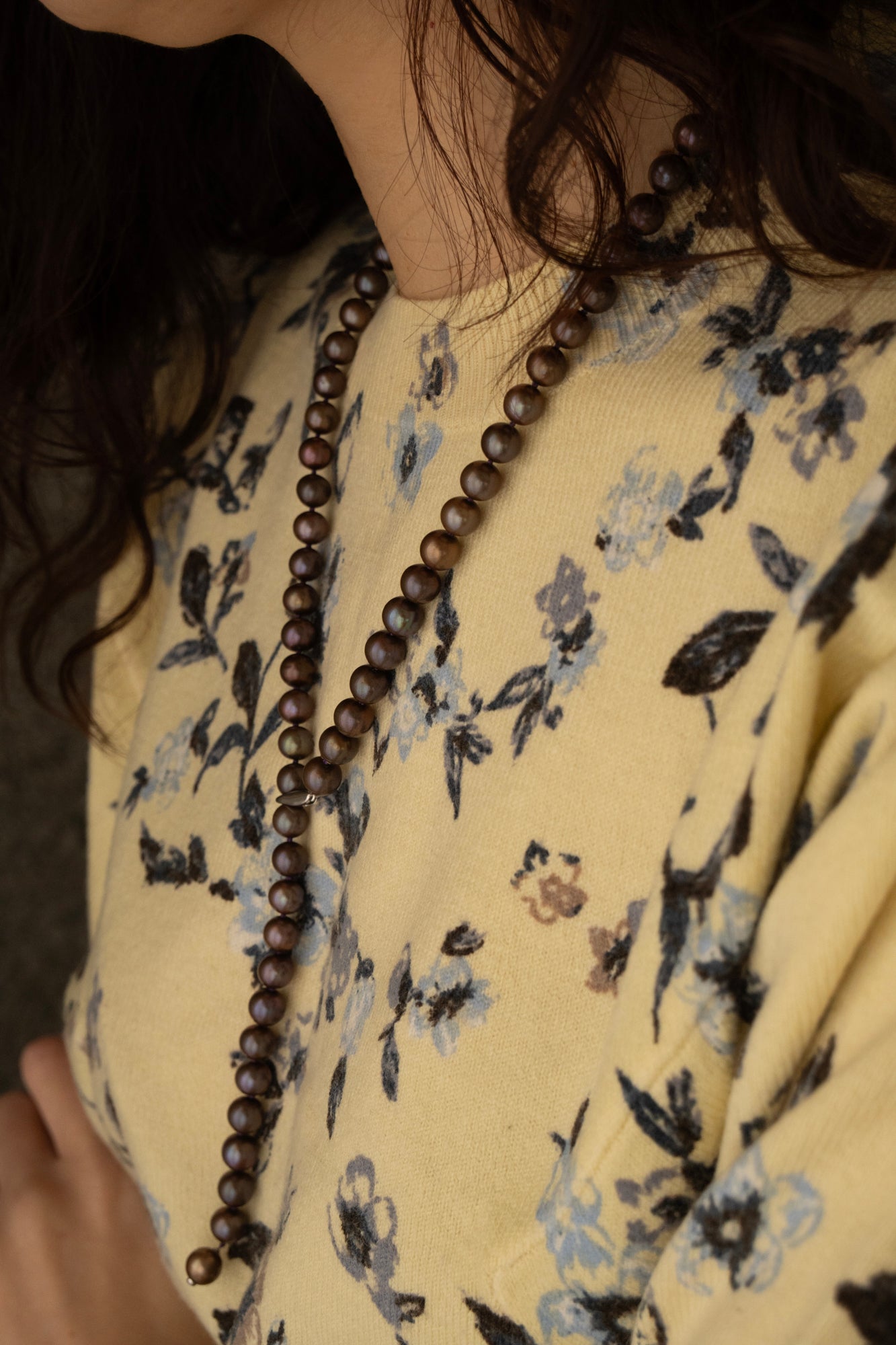 bohem All Knot Pearl Necklace Middle Long BKBR