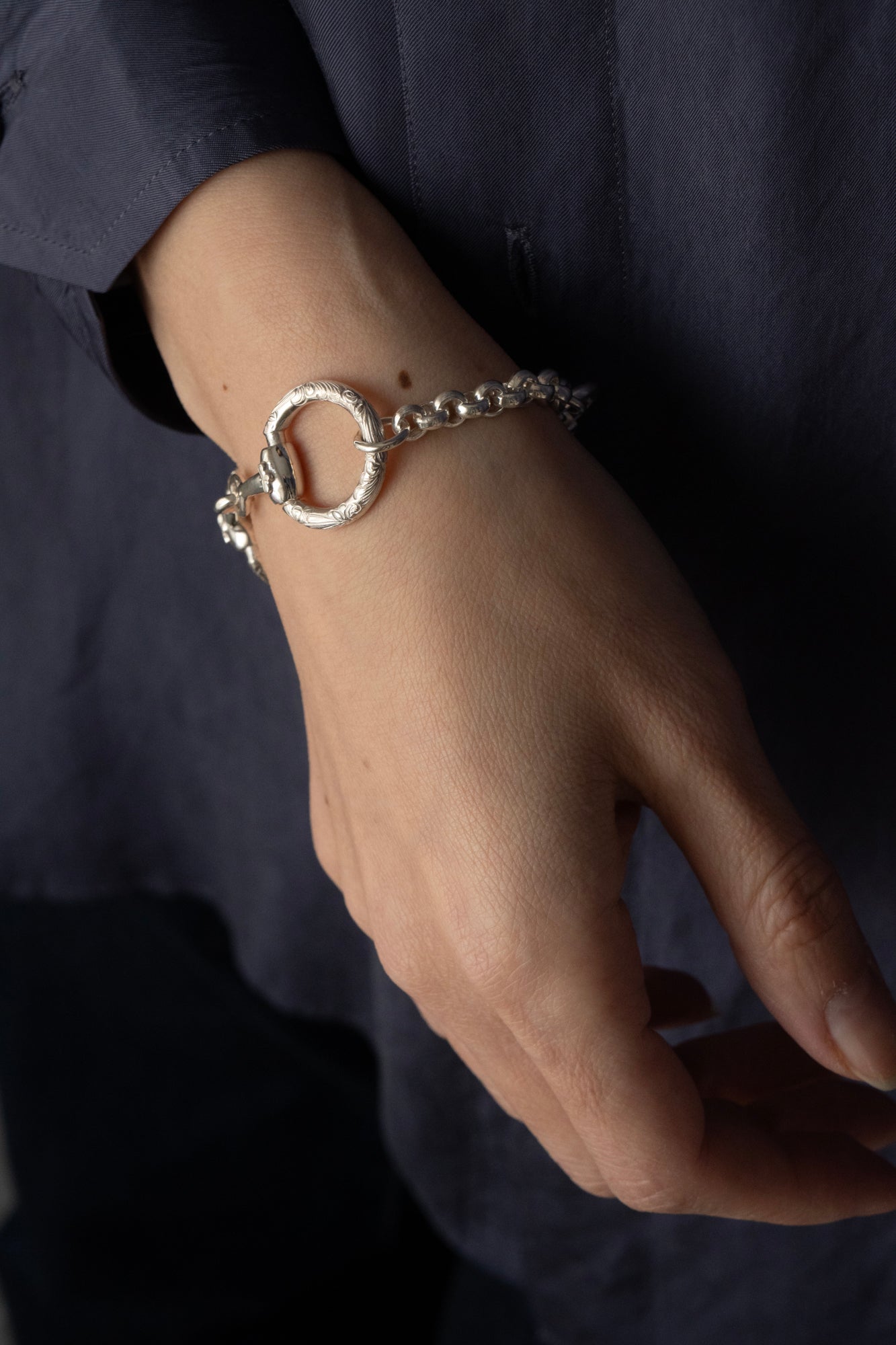 WAKAN SILVER SMITH Horse Bit Chain Bracelet M /Silver