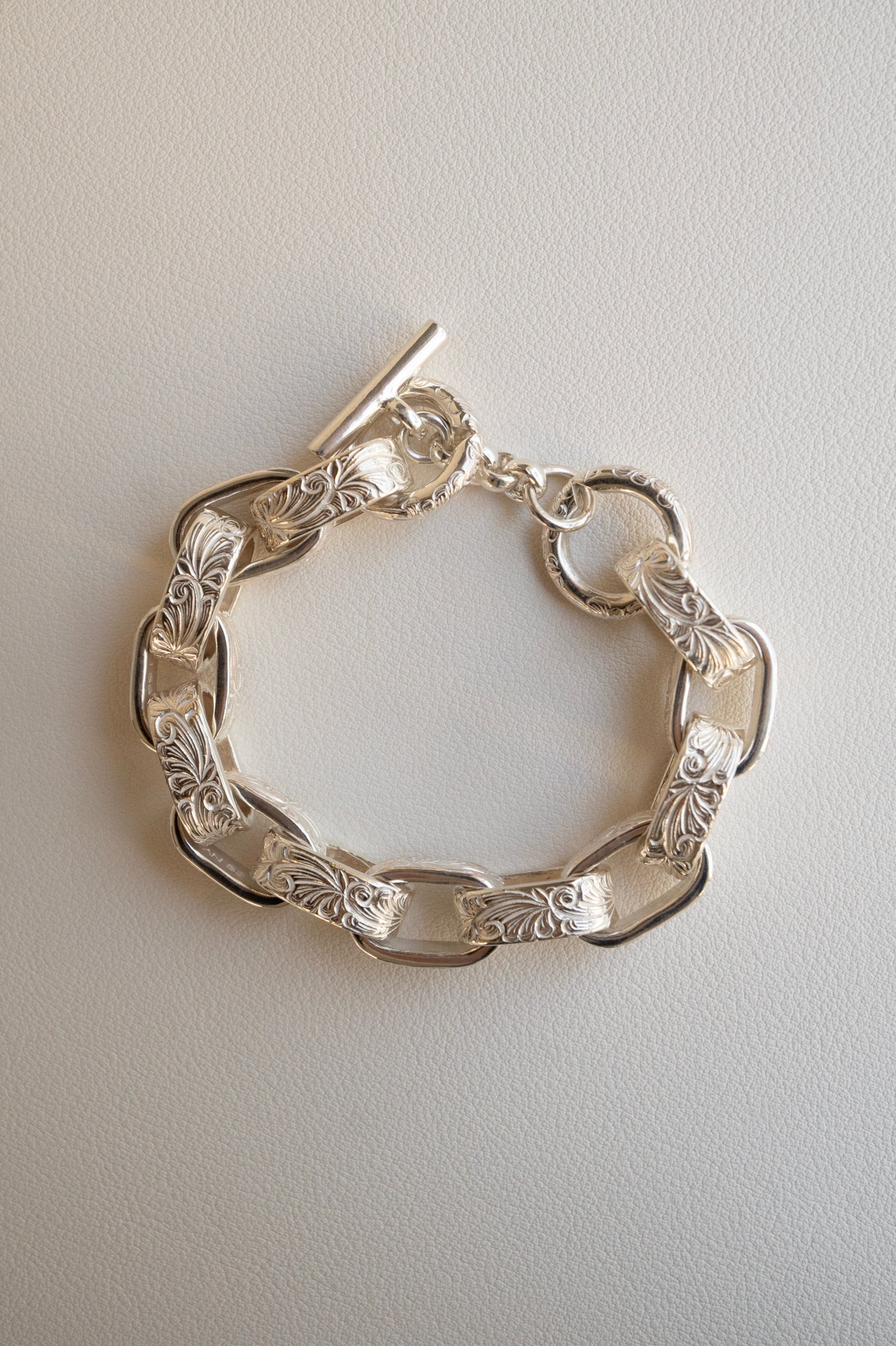 WAKAN SILVER SMITH Arabesque Hopi Chain Bracelet /Silver