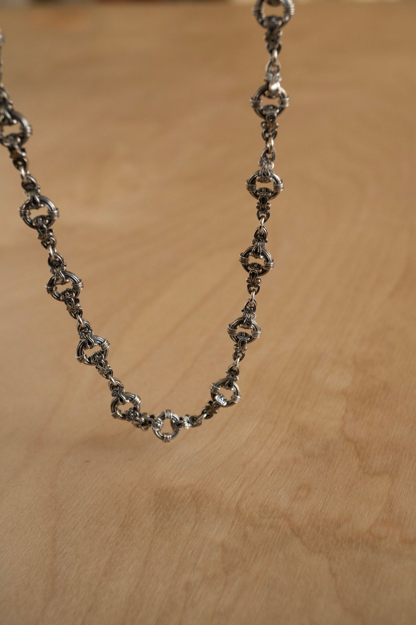 Gerochristo Byzantine Floral Chain Necklace /Silver