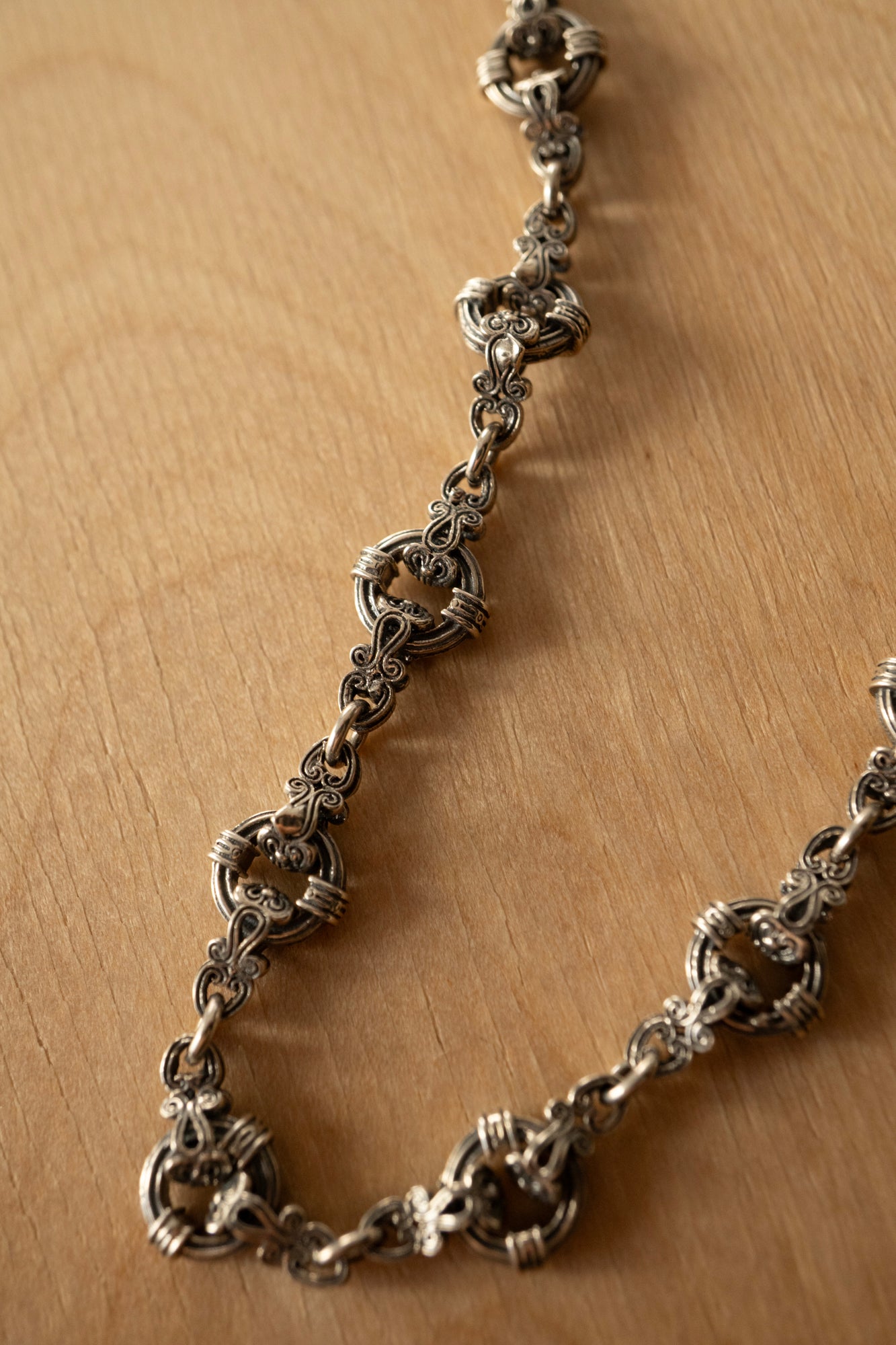 Gerochristo Byzantine Floral Chain Necklace /Silver