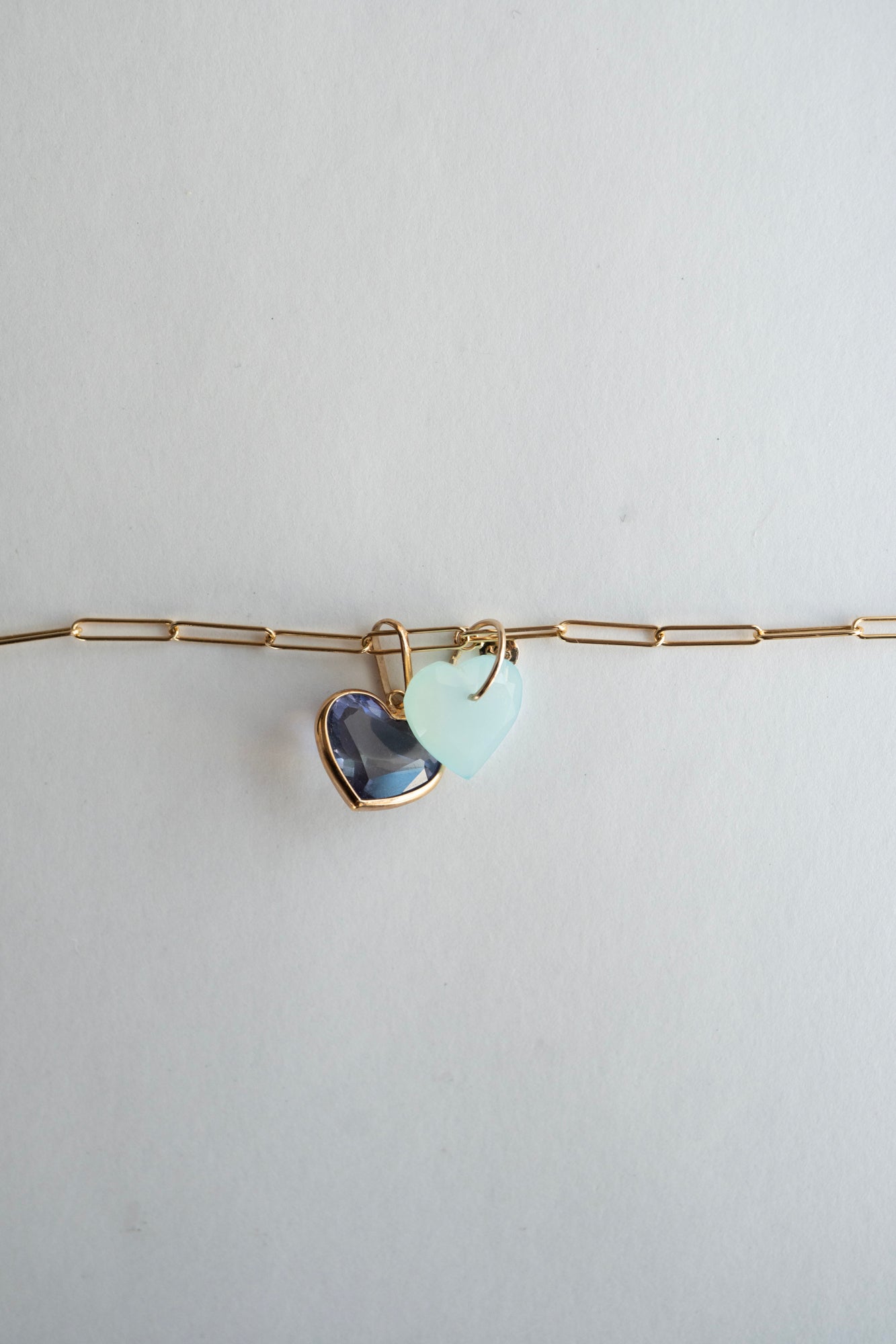 bohem Necklace Charm Top Blue Chalcedony Heart /K10