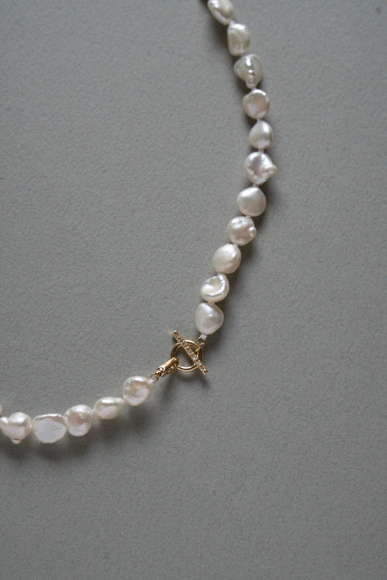MONAKAjewellery Mantel Bar All Knot Keshi Pearl Necklace /K18