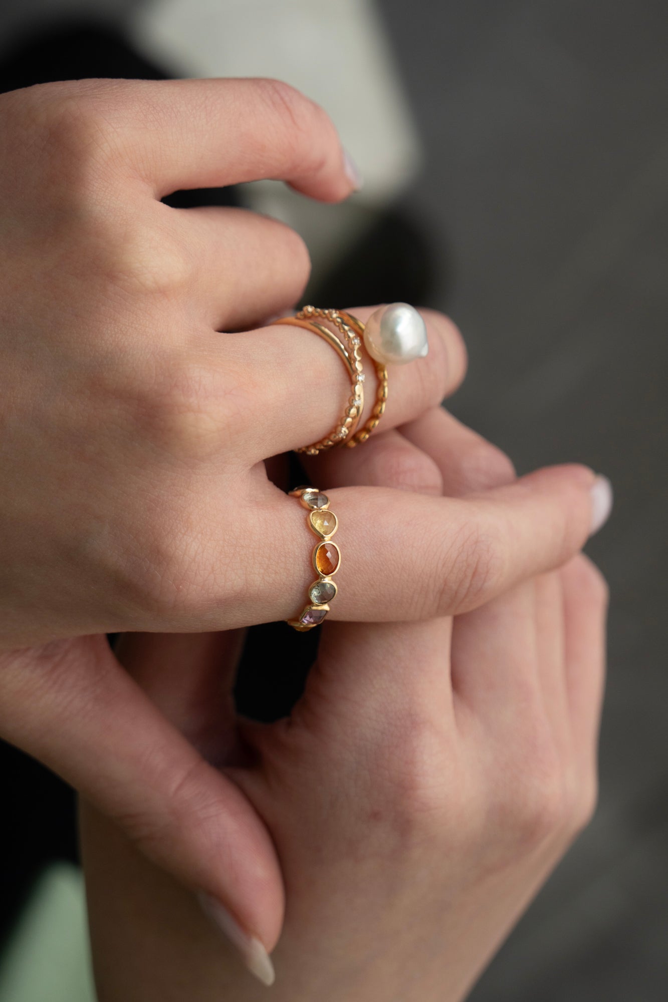 Perche? Full Eternity Multi Color Sapphire Ring /K18