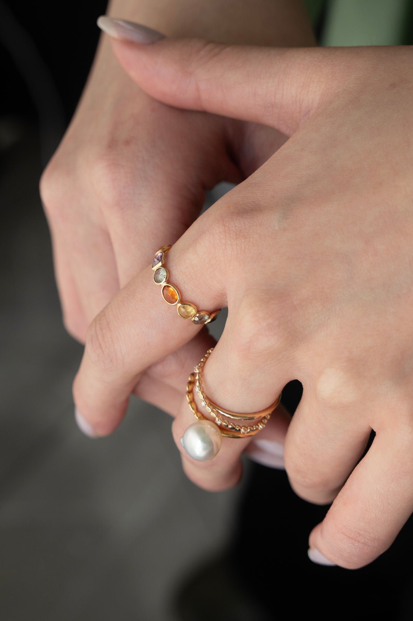 MINIMUMNUTS Cupring Baroque Pearl & Diamond Ring /K18