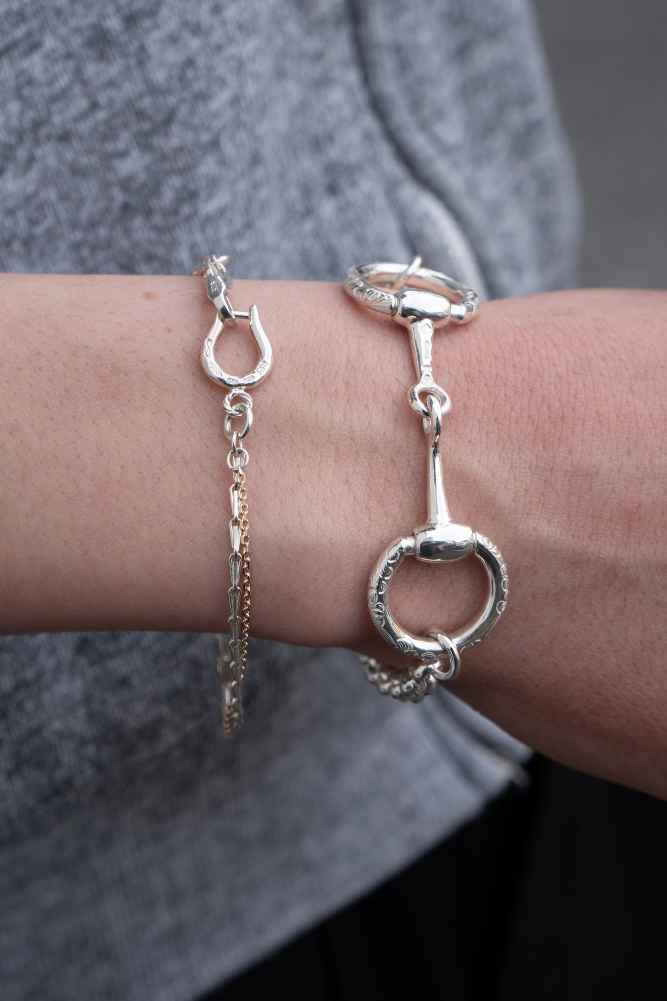 WAKAN SILVER SMITH K10 Horse Shoe Combination bracelet A /Silver