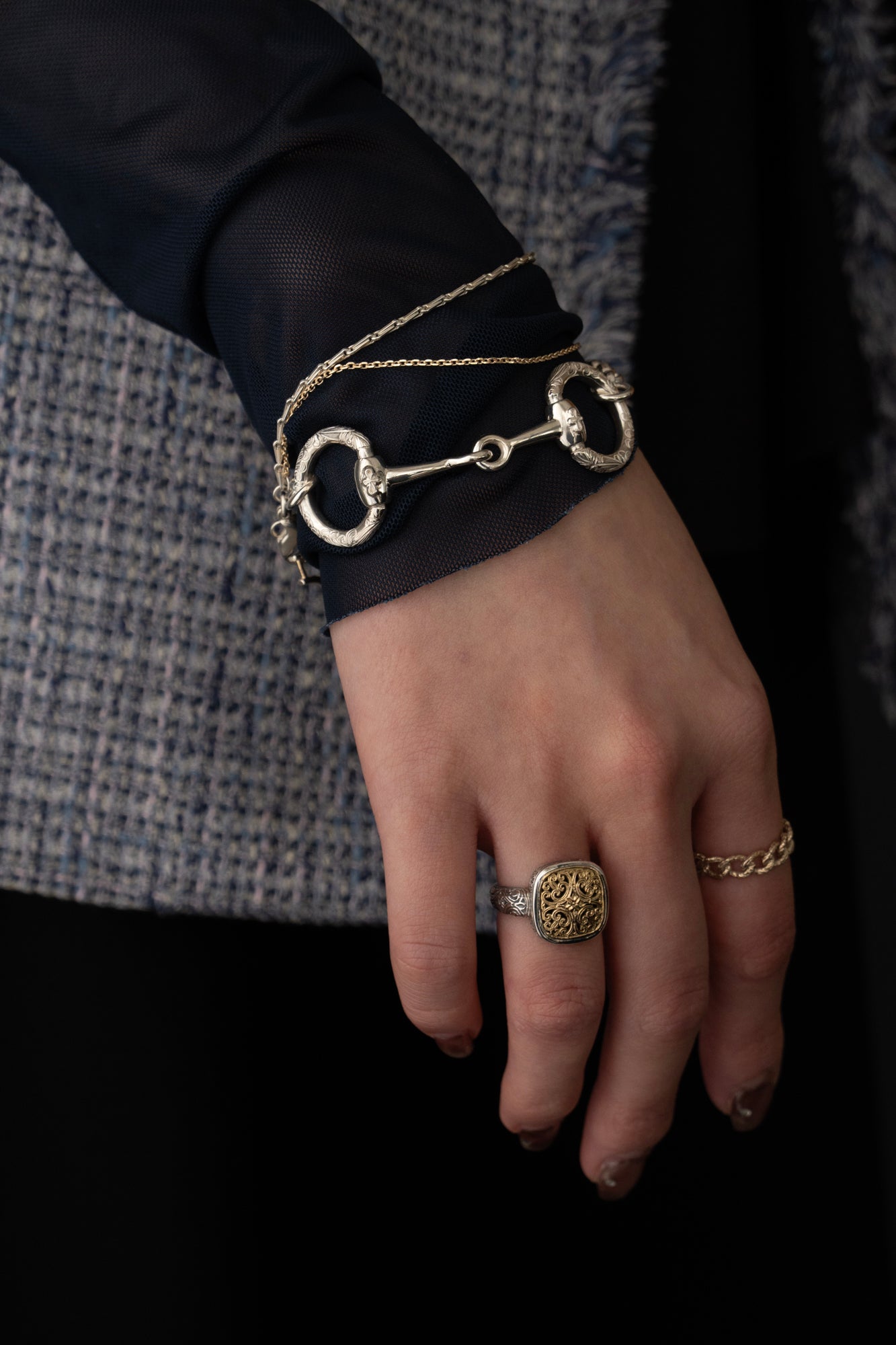 WAKAN SILVER SMITH K10 Horse Shoe Combination bracelet A /Silver