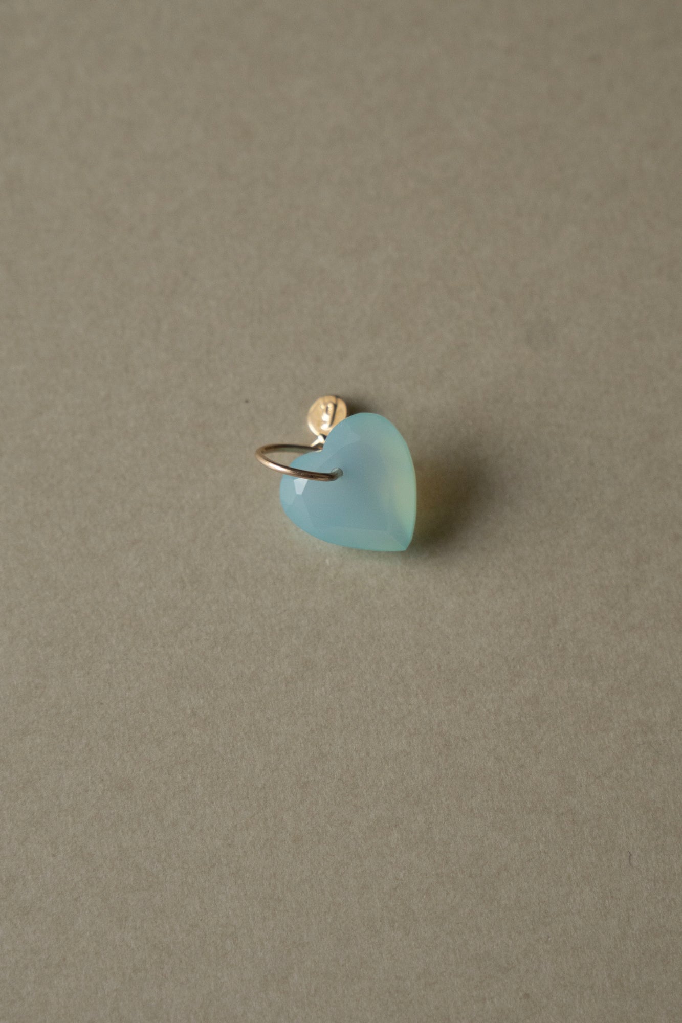 bohem Necklace Charm Top Blue Chalcedony Heart /K10