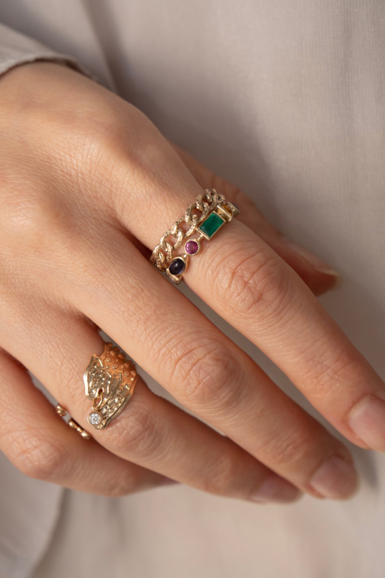 bohem Queen collection Mix Stone 3/4 Eternity Ring /K10