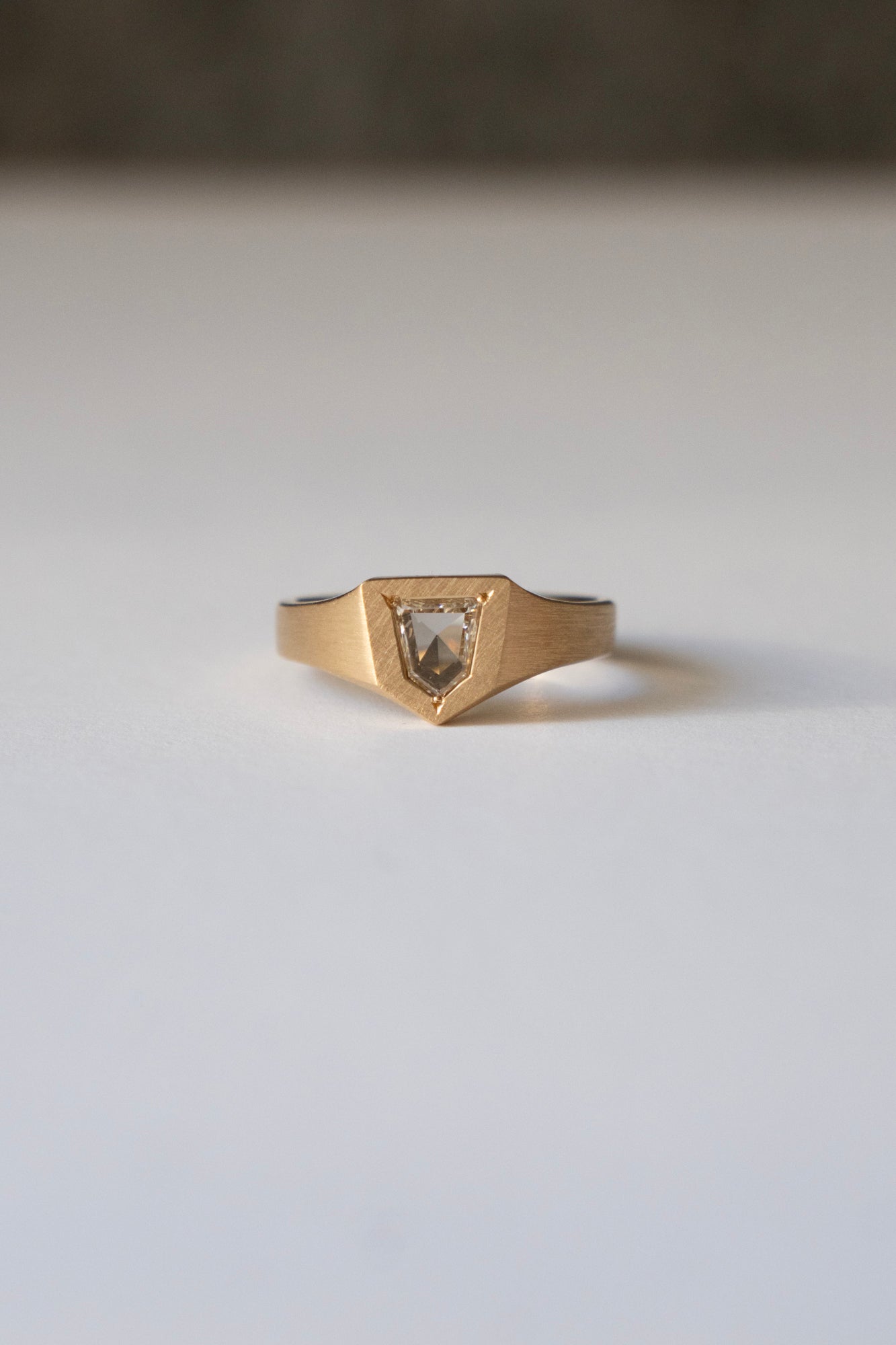 simmon Seta Portrait Cut Diamond Signet Ring /K18