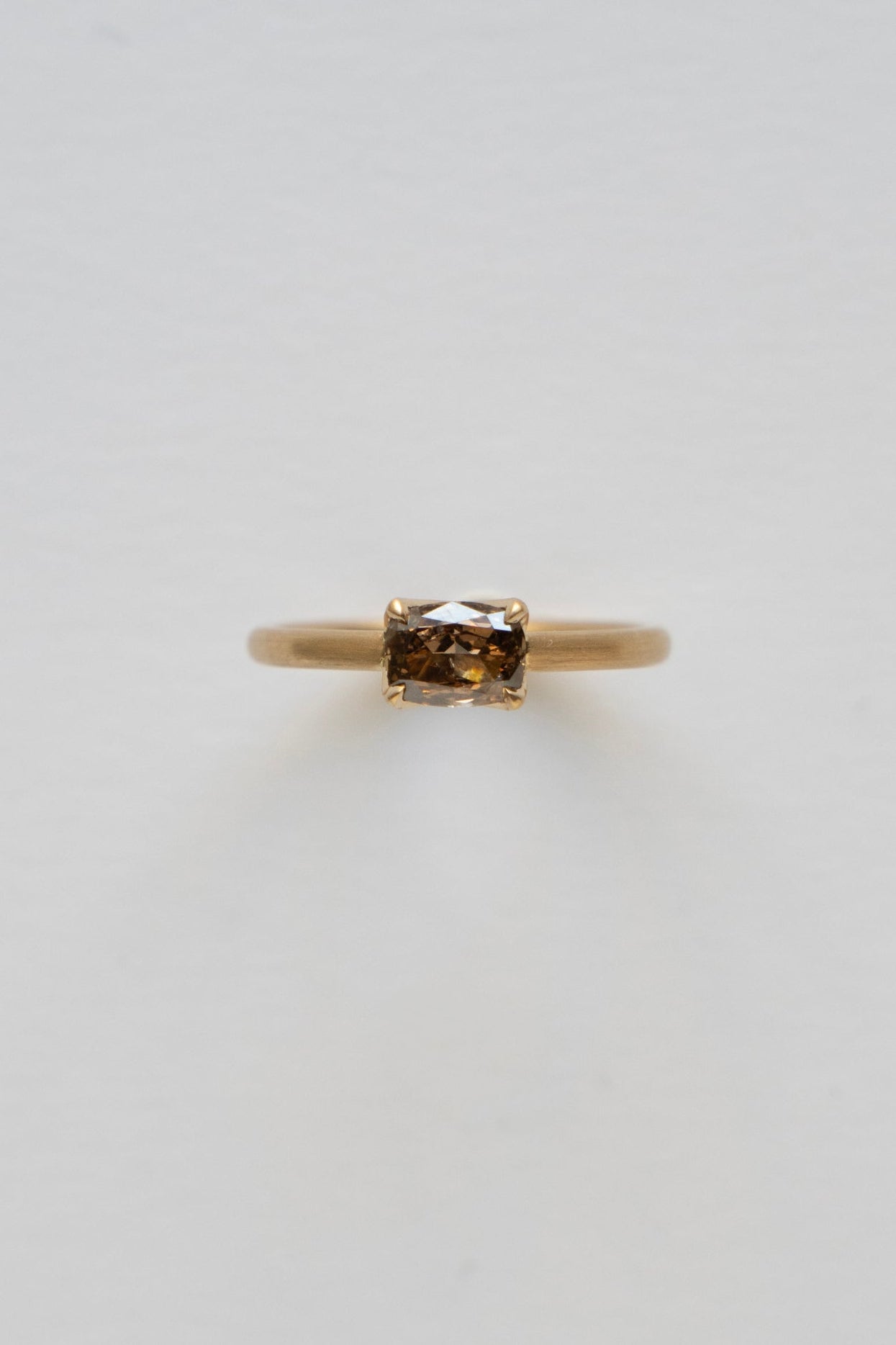 Seta Cushion Cut Fancy Brown Diamond Solitaire Ring /K18