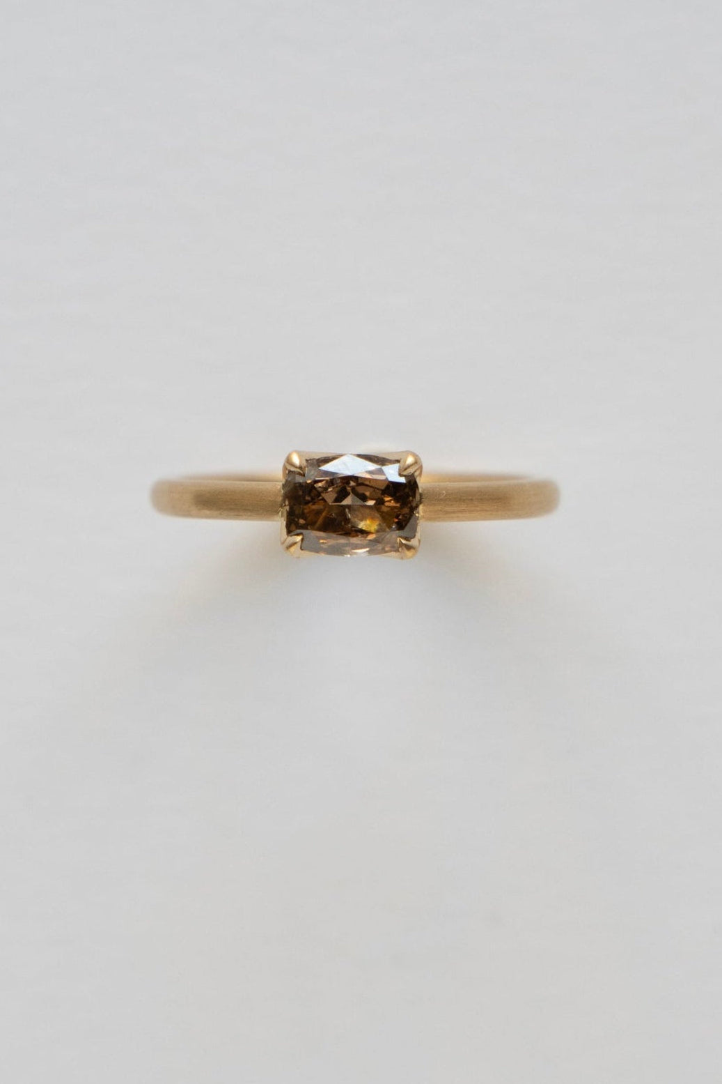 Seta Cushion Cut Fancy Brown Diamond Solitaire Ring /K18