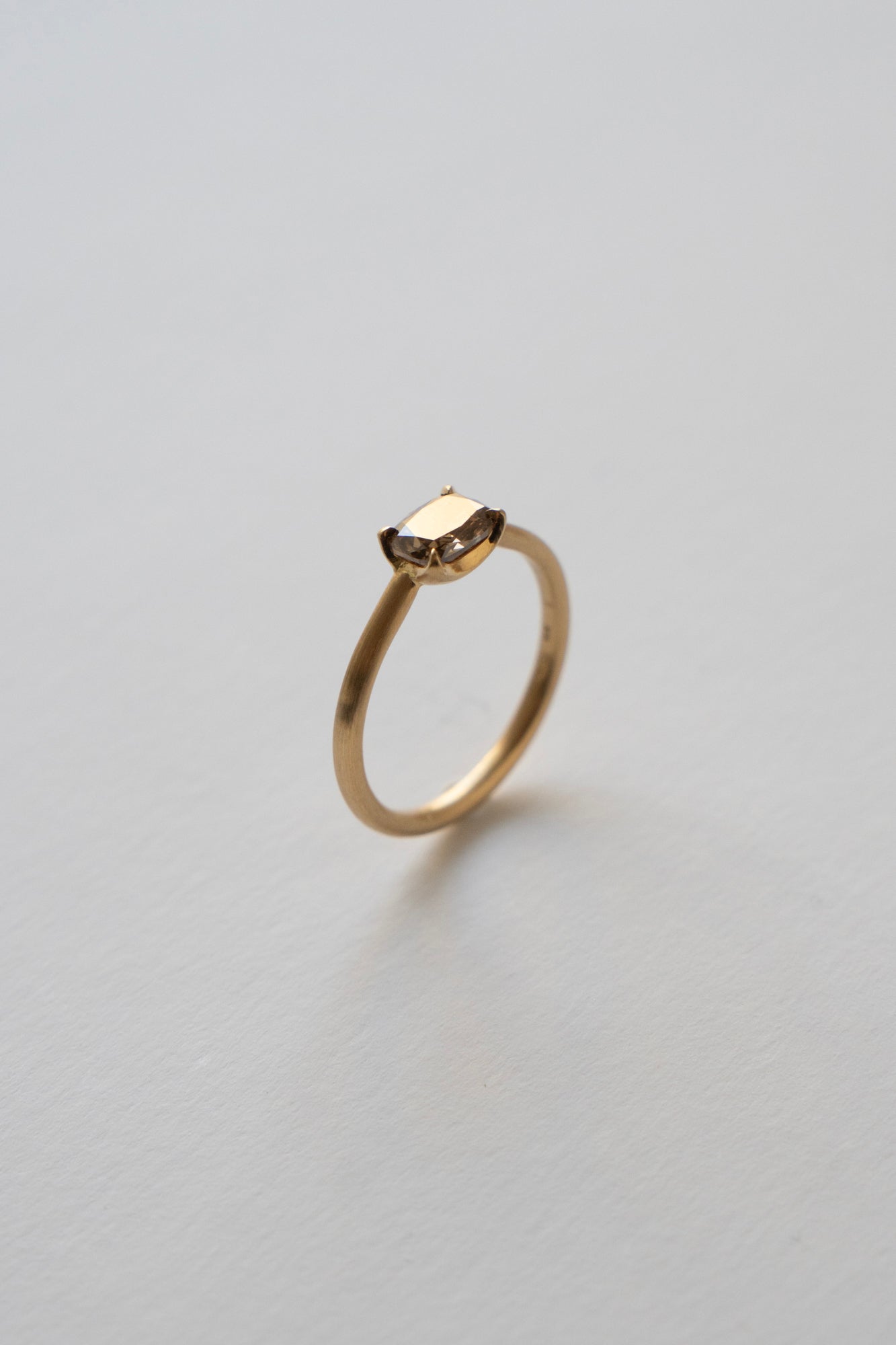 Seta Cushion Cut Fancy Brown Diamond Solitaire Ring /K18