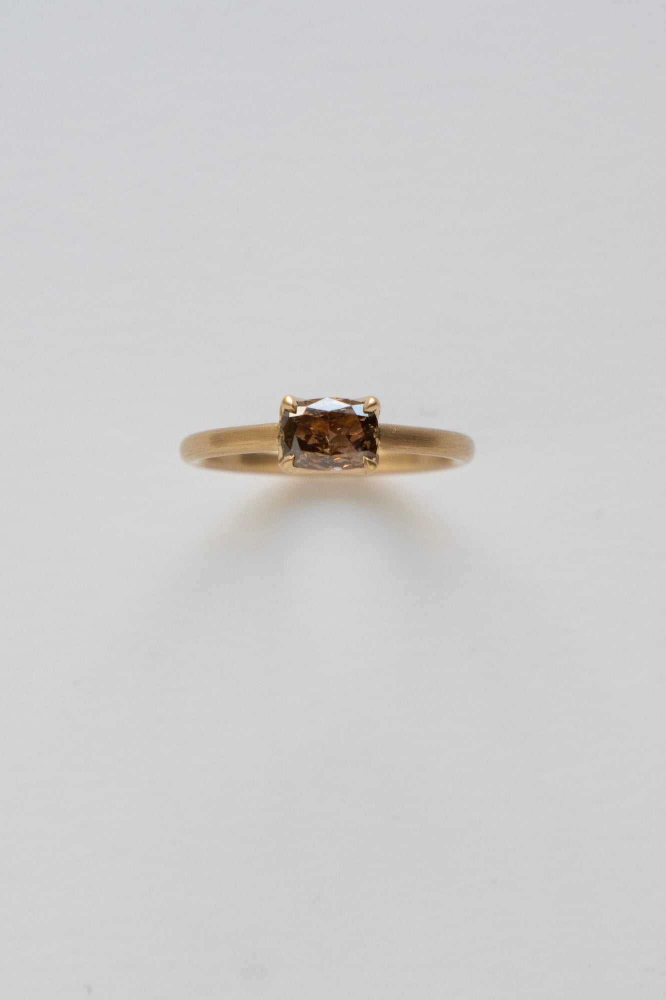 Seta Cushion Cut Fancy Brown Diamond Solitaire Ring /K18
